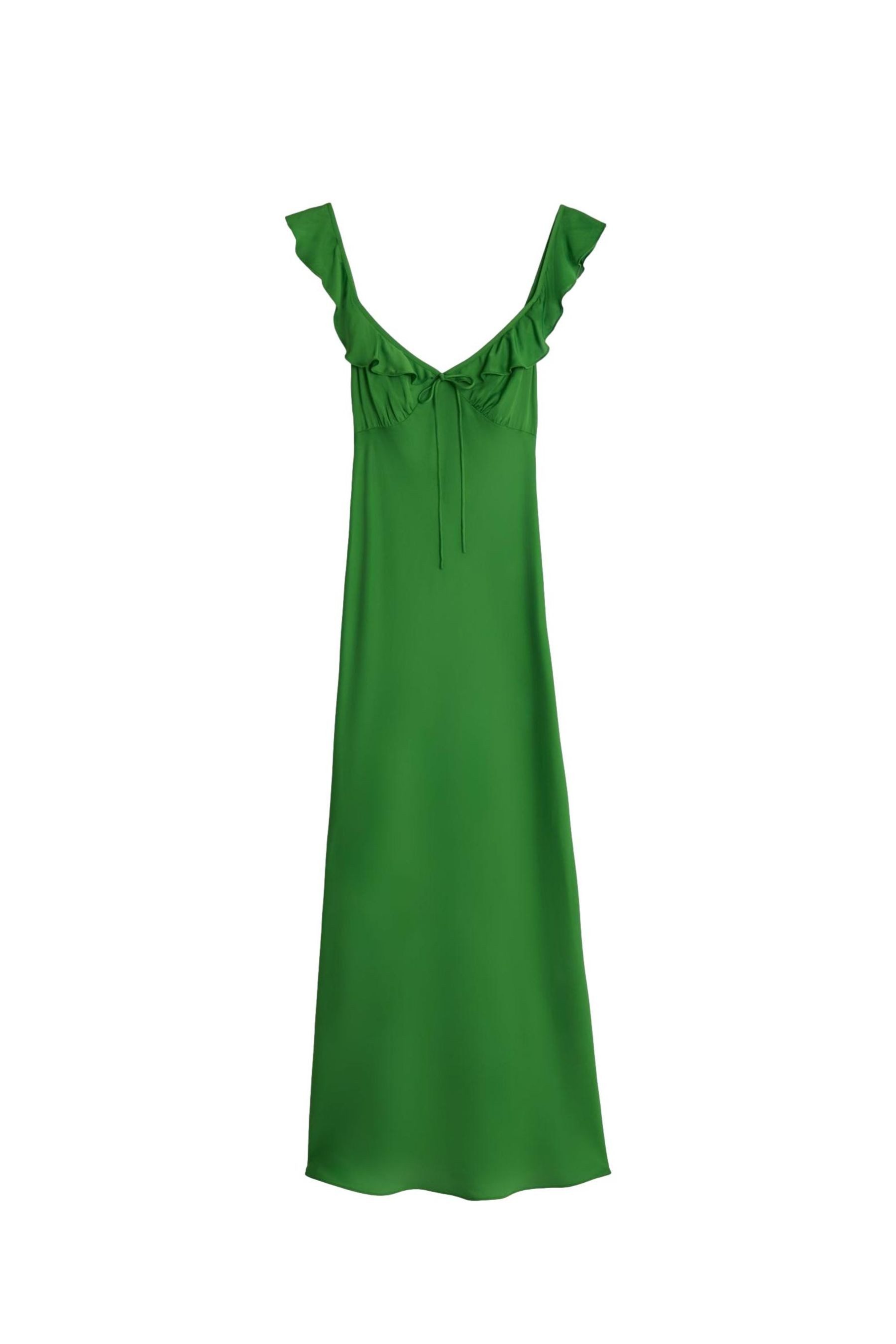 Bhoem Midikleid Midikleid mit Rüschendetail an den Trägern (1-tlg)