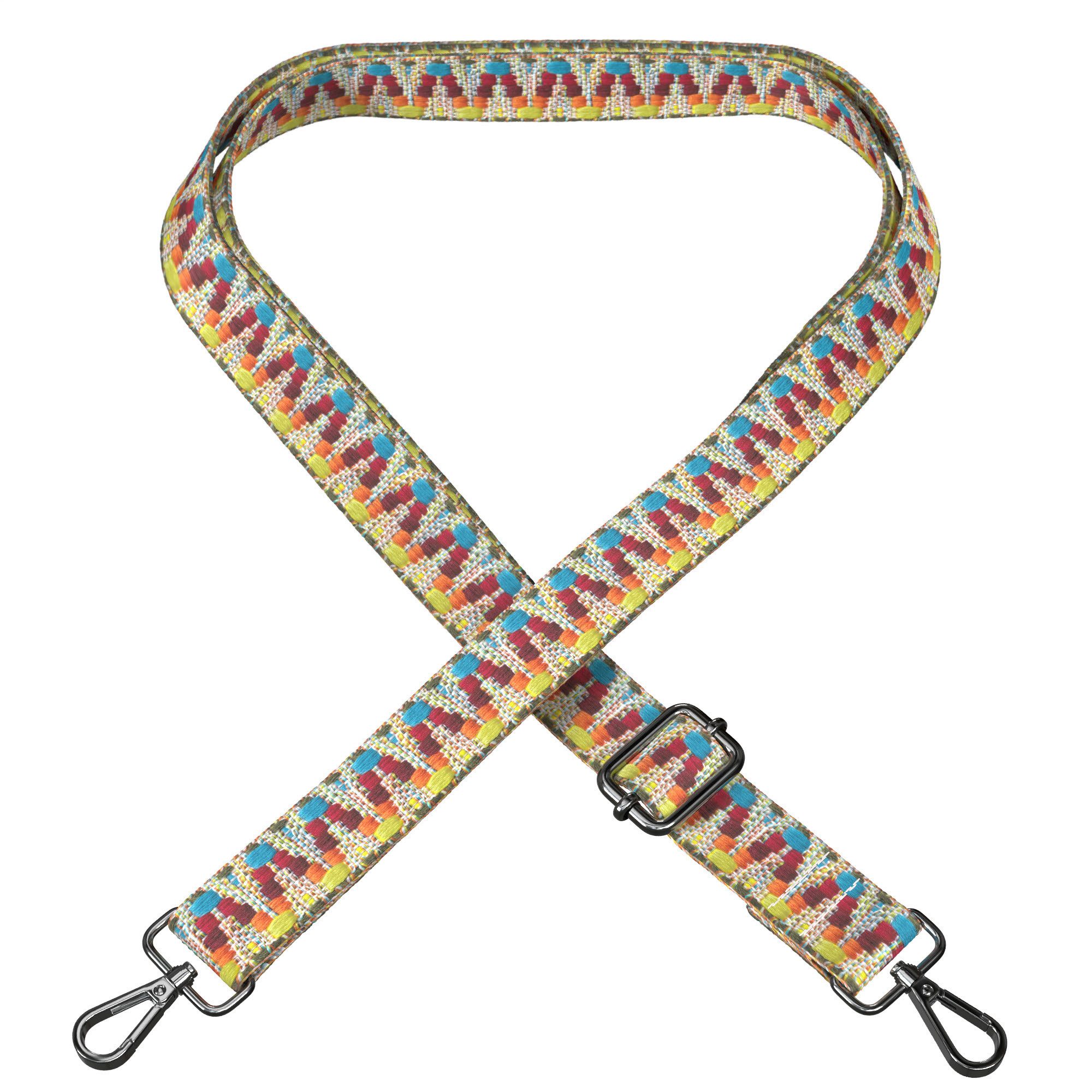 EAZY CASE Schulterriemen Ersatz Taschenriemen Boho Style Verstellbarer ZickZack Trageriemen als Ersatz für Gürteltaschen Bunt