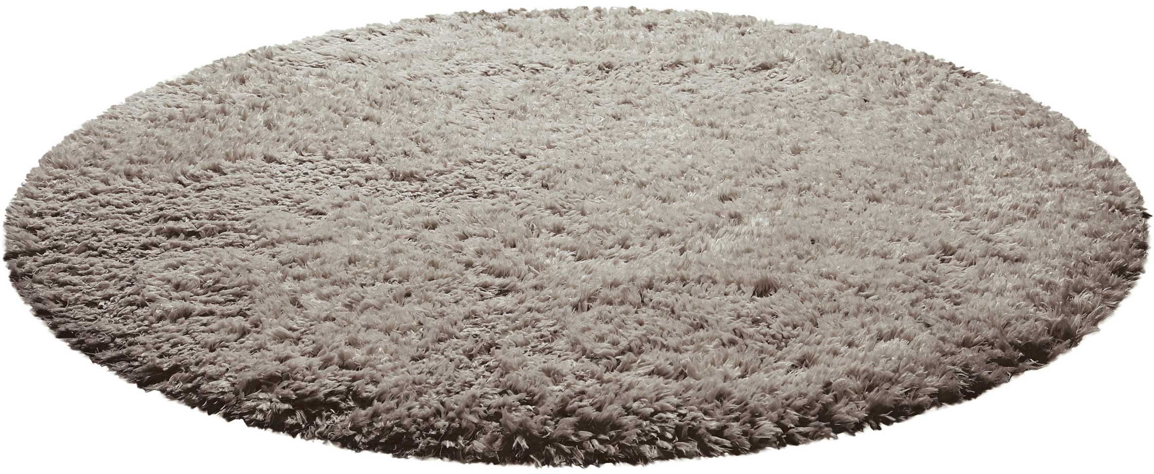 Hochflor-Teppich Matteo HL-0961, Homie Living, rund, Höhe: 50 mm, nachhaltig aus 100% recyceltem PET, Langflor, Shaggy, Wohnzimmer braun/beige