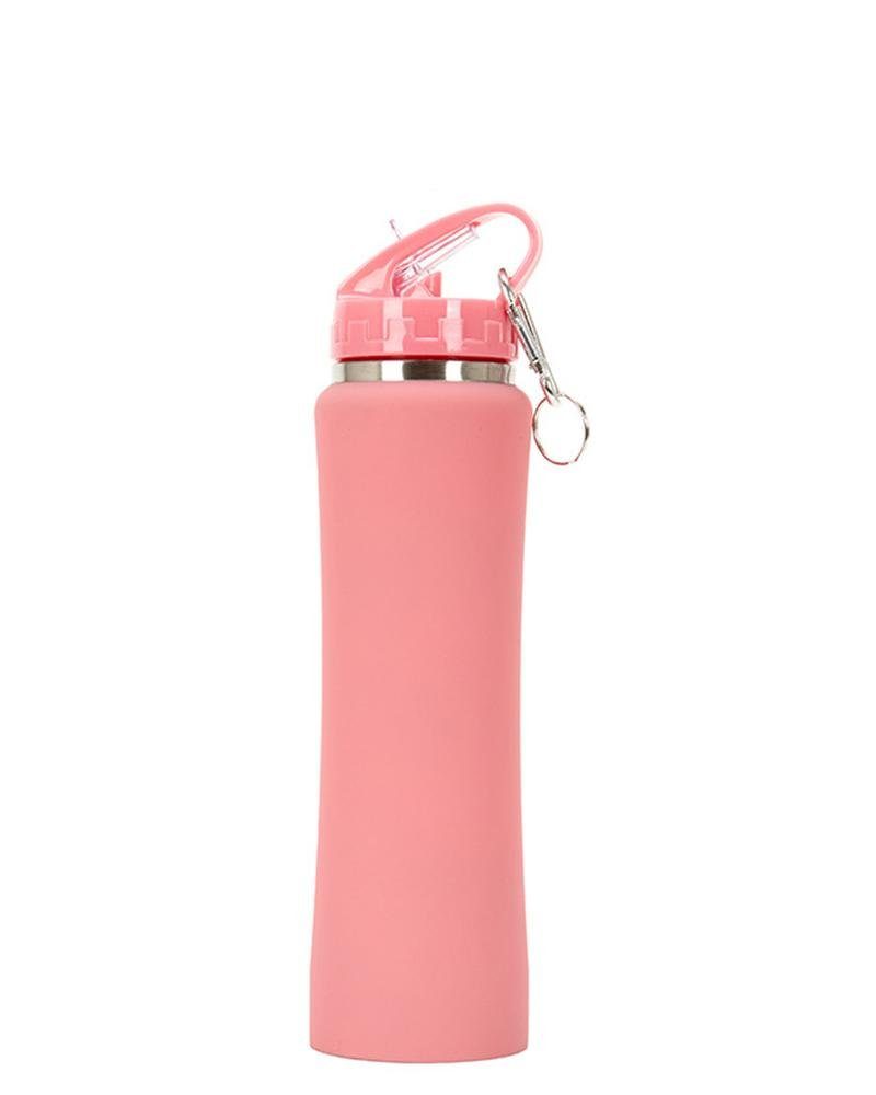 Rouemi Isolierflasche Auslaufsicherer Thermobecher, tragbarer Sport-Trinkflasche 750ml, Heiß- und Kaltgetränke Isolierung Rosa