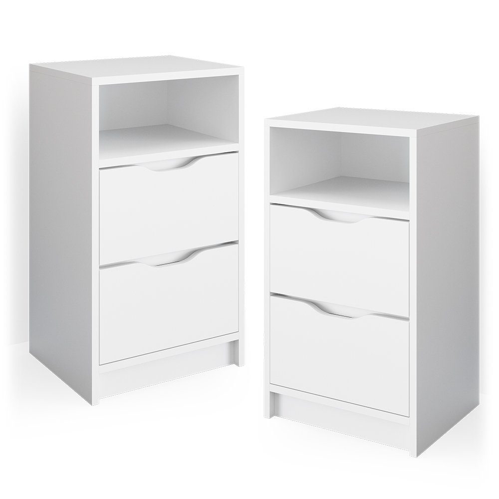 Nachtkommode Ruben, Weiß, 38 x 66.6 cm 2er Set