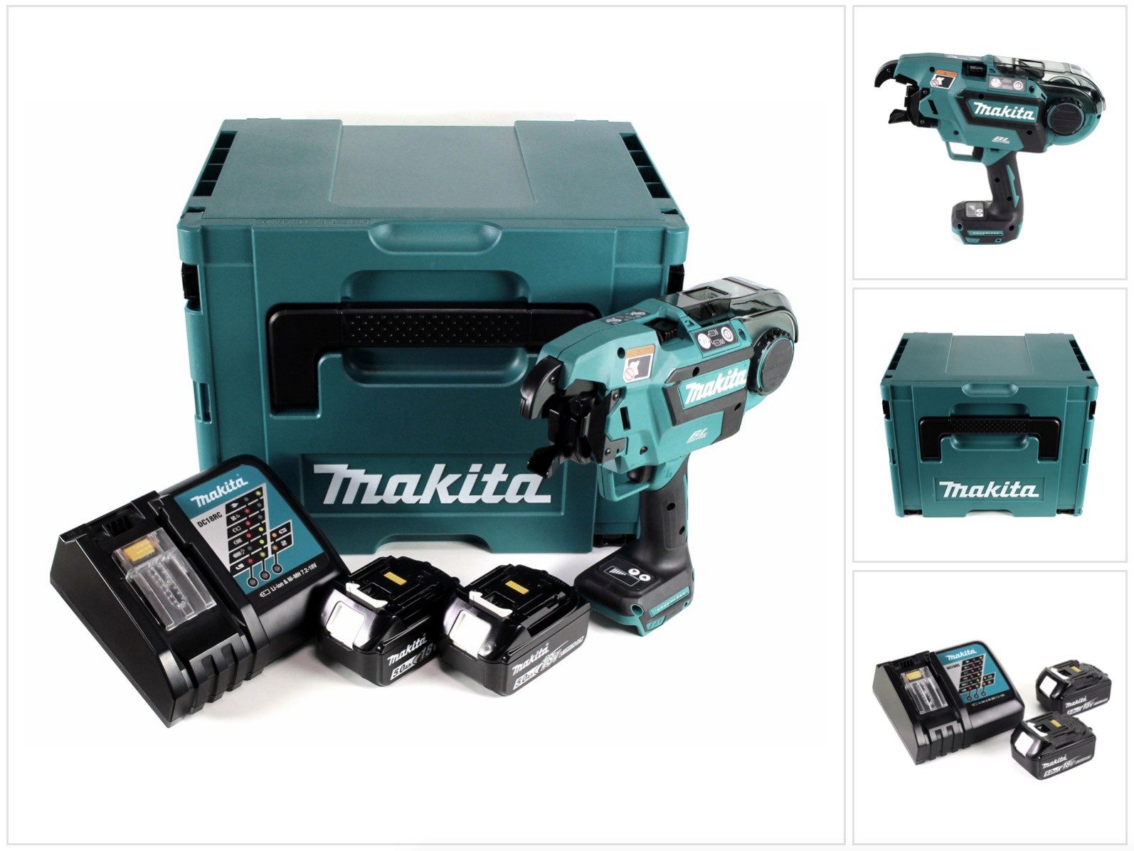 Makita Elektrowerkzeug-Set DTR 180 RTJ Akku Bewehrungsverbinder 18V Brushless für 0,8mm