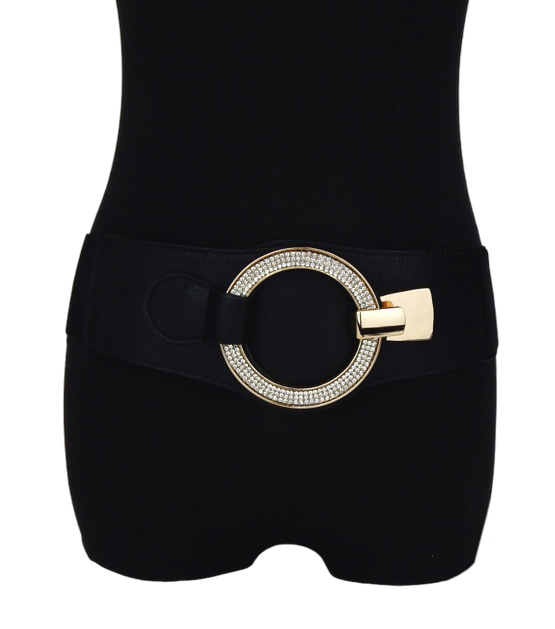 Ella Jonte Stretchgürtel schwarz mit silber Strass Glitzer Schnalle 75 - 95 günstig online kaufen