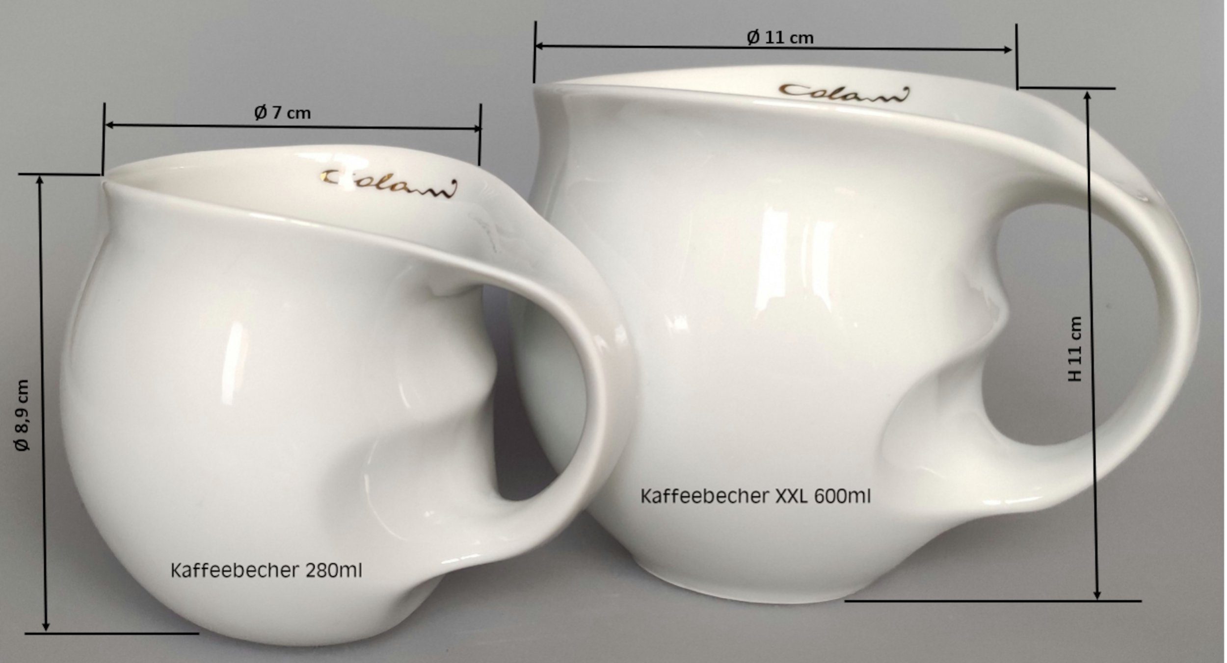 Colani Tasse Becher Porzellan, Kaffeetasse Schriftzug, Colani 260ml, Geschenkkarton im Tasse