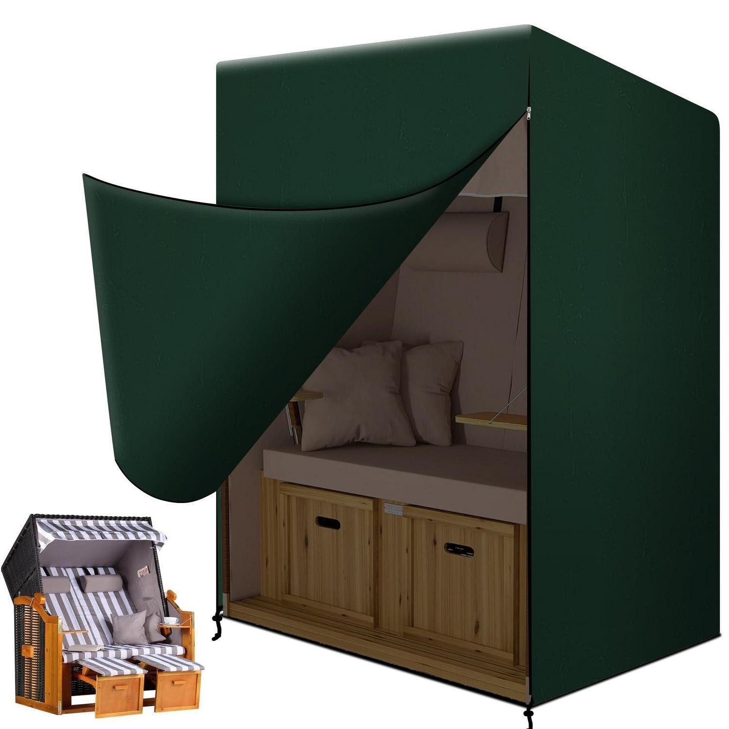 LuxusKollektion Strandkorb-Schutzhülle Strandkorb Abdeckung Grün 135x105x175/140cm (1-St)
