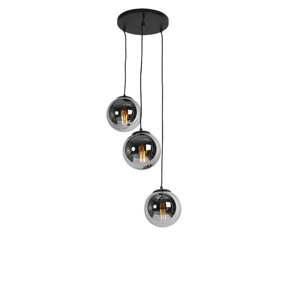 Qazqa Pendelleuchte Pallon, Dimmbar, LED wechselbar, Extra-Warmweiß, QAZQA Hängeleuchte, e27, Silber, Glas, Art Deco