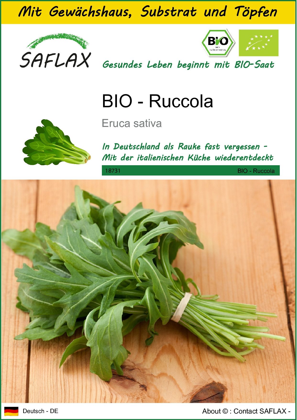 Gemüsesamen SAFLAX - Anzuchtset - BIO - Ruccola