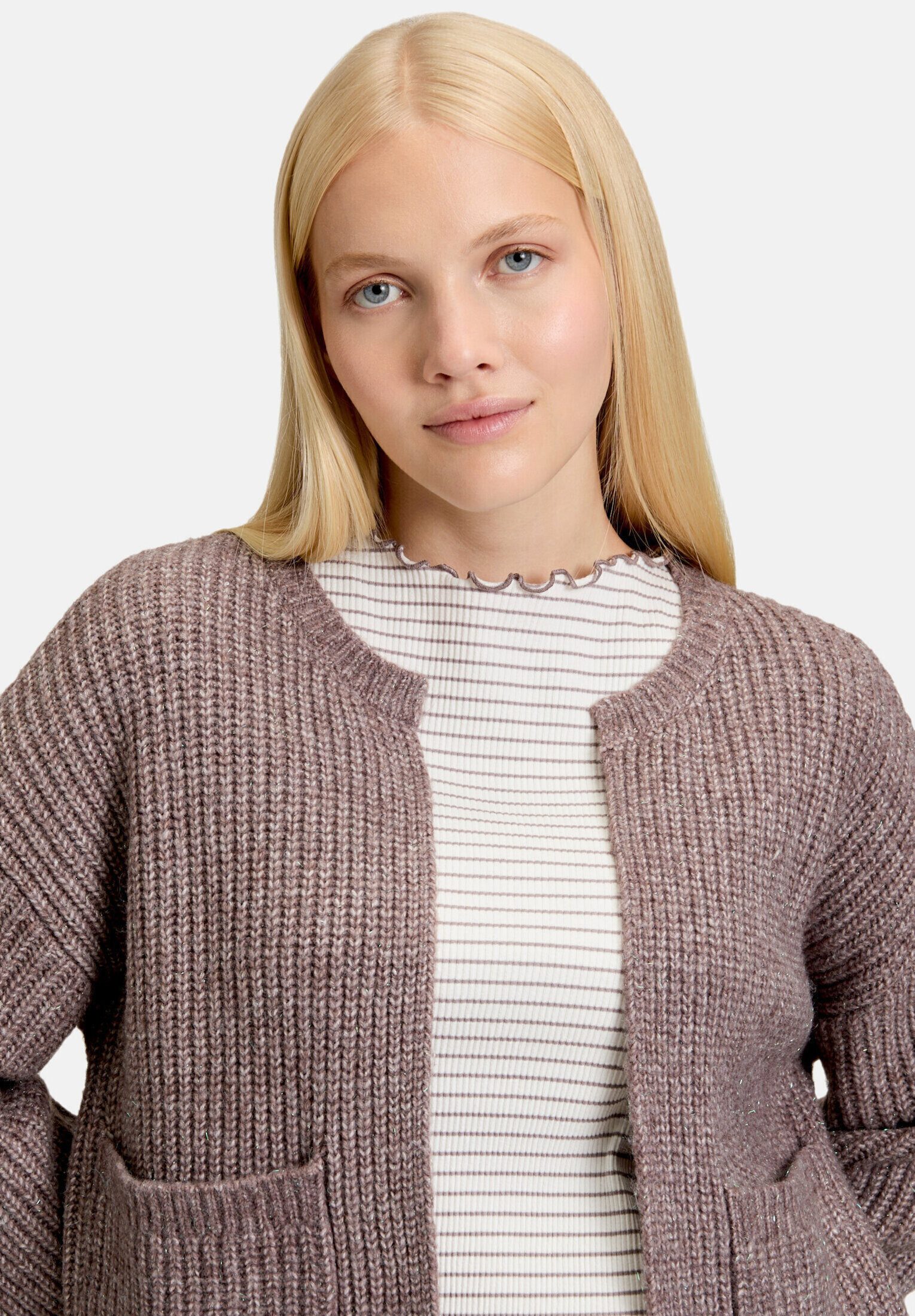 Cartoon Strickjacke Damen mit Taschen (1-tlg)