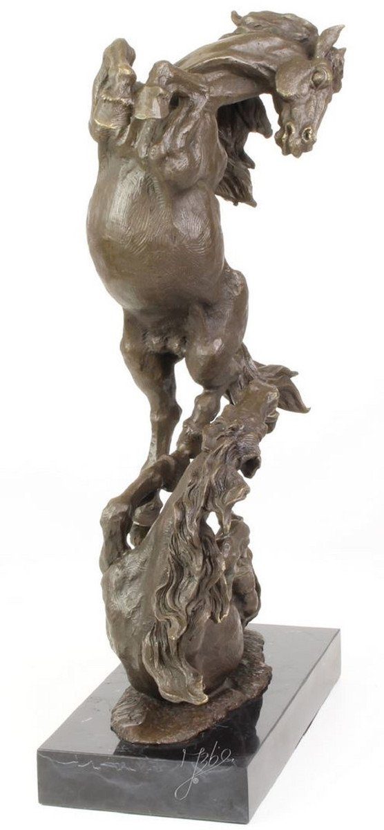 Casa Padrino - 14,3 H. Bronzefigur Luxus Deko Marmorsockel mit 51 Kämpfende Bronze Bronze Dekofigur x Skulptur 33 Schwarz / x Pferde cm