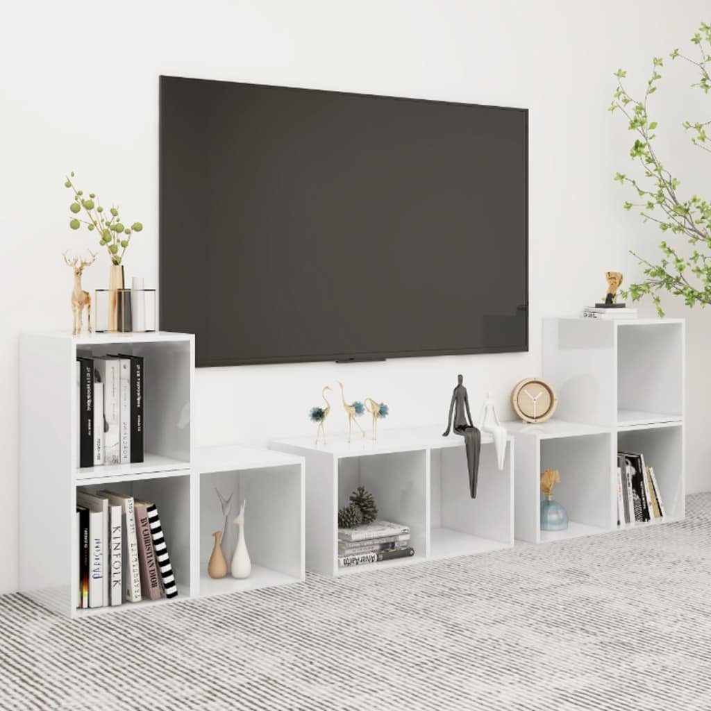 TV-Schrank Hochglanz-Weiß furnicato 6-tlg. TV-Schrank-Set Holzwerkstoff