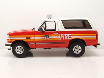 GREENLIGHT collectibles Modellauto Ford Bronco 1996 FDNY Fire Department New York City rot weiß Modellaut, Maßstab 1:18