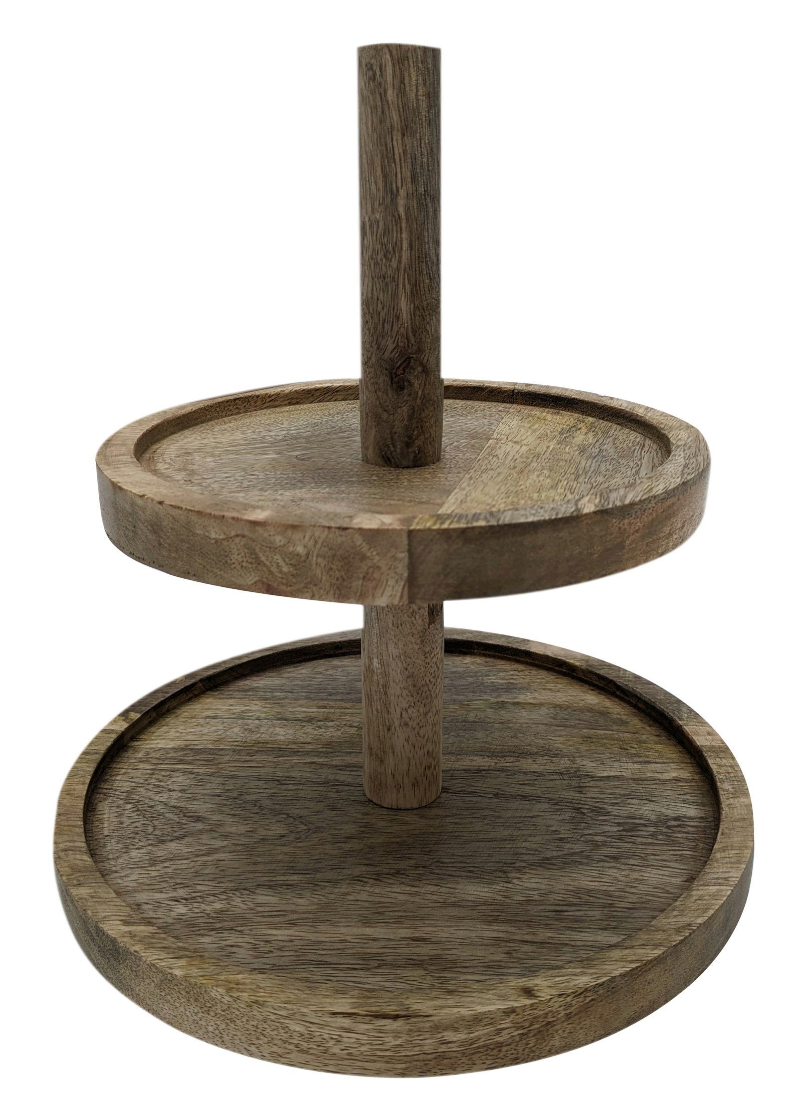 Spetebo Etagere Mangoholz Etagere mit 2 Ablagen - 25 cm, Mangoholz, (Packung, 1-tlg., 1 x Servierständer), Servierständer aus Holz
