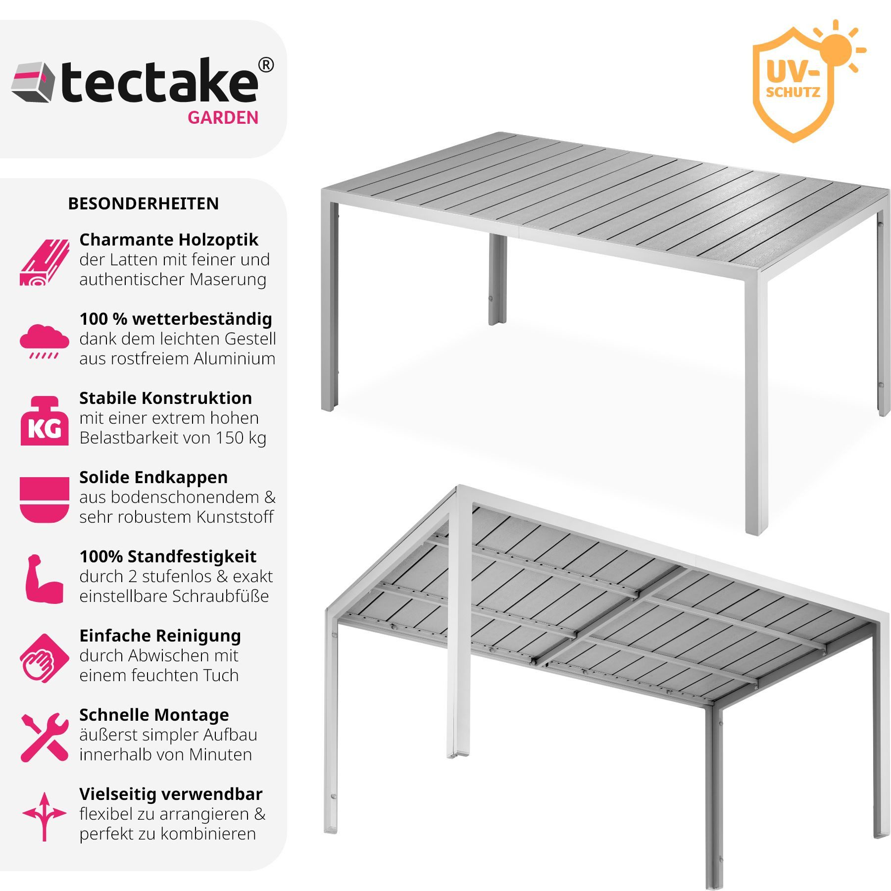 tectake Gartentisch Bianca (1-St., 1 tlg), günstig online kaufen