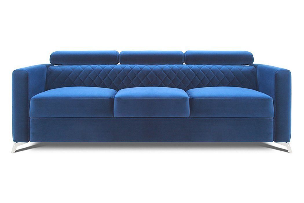 JVmoebel Sofa, Couch Design Polster Modern Textil Stoff Sofa 3 Sitzer Dreisitzer Blau