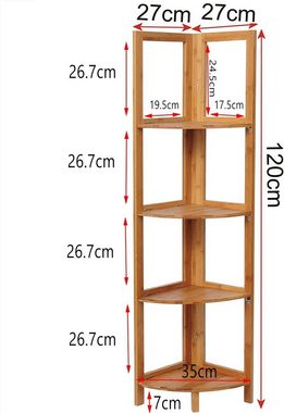 Woltu Standregal, 1-tlg., Bambus 4 Ebenen für Zuhause Wohnzimmer Büro Balkon
