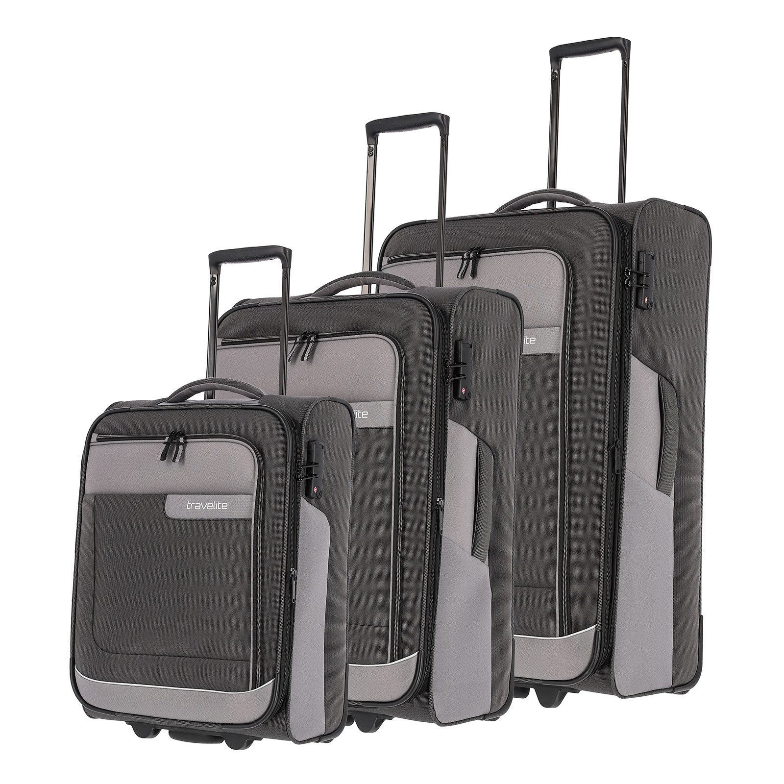 travelite Trolley VIIA 3er Set Weichgepäck Trolley 2-Rad Koffer 3tlg. 092800, 2 Rollen, Set bestehend aus 3 Trolleys