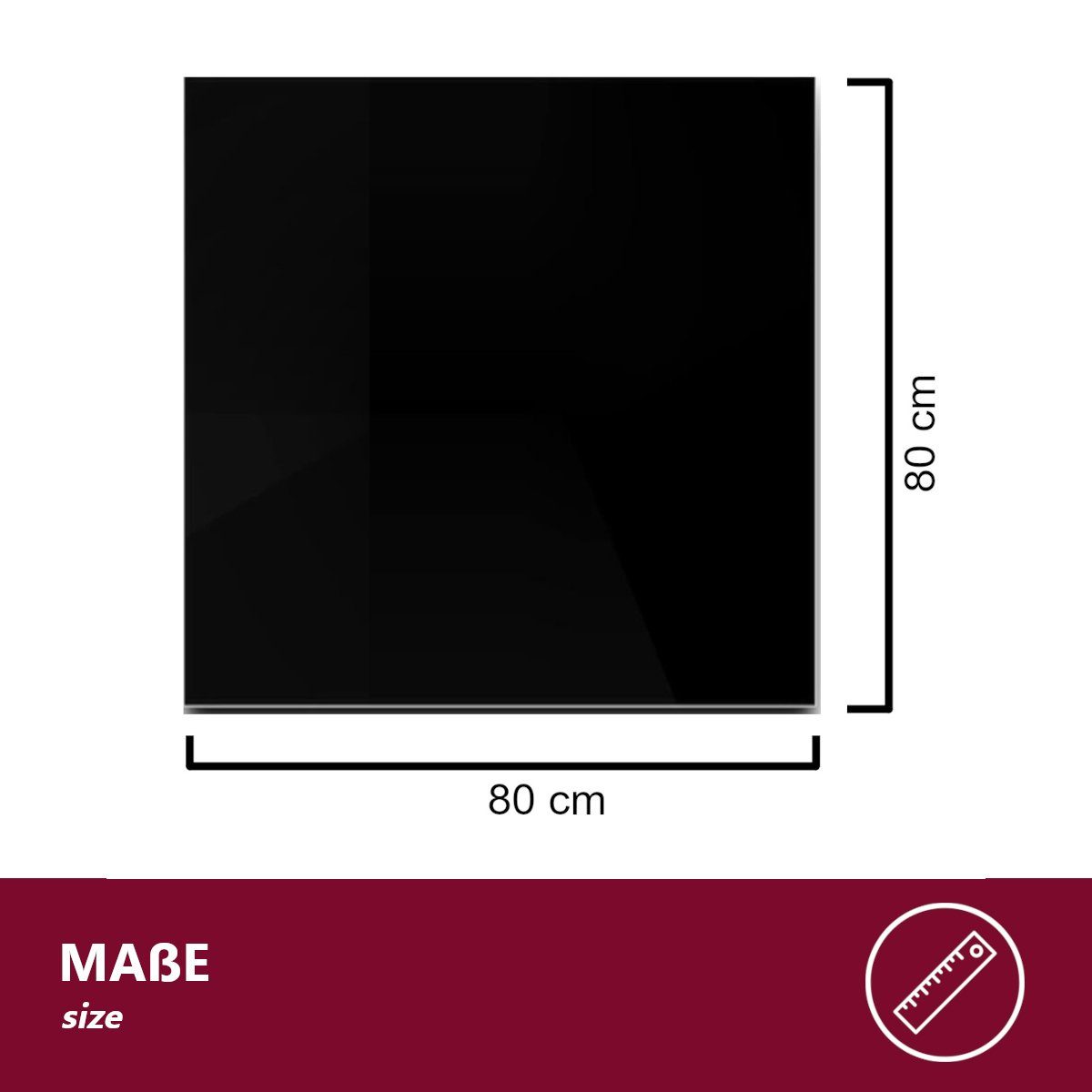 DIY Tisch, Glasplatte HOOZ Tischplatte Kaminglas schwarz cm quadratisch 80x80