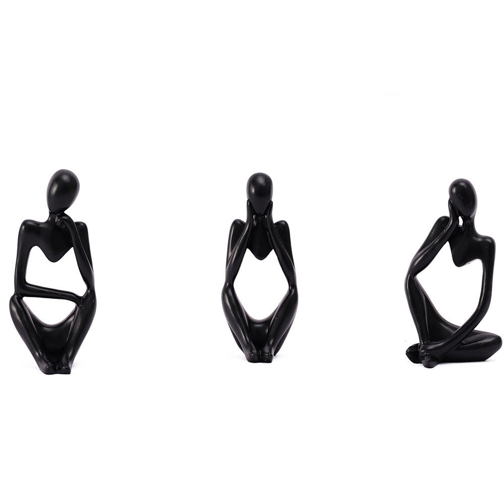SIKAINI Skulptur (Kunstobjekte,3 Stück abstrakte Kunstfiguren, abstrakte Figurenfigur,Harzdekoration), Weihnachtsgeschenk Schwarz