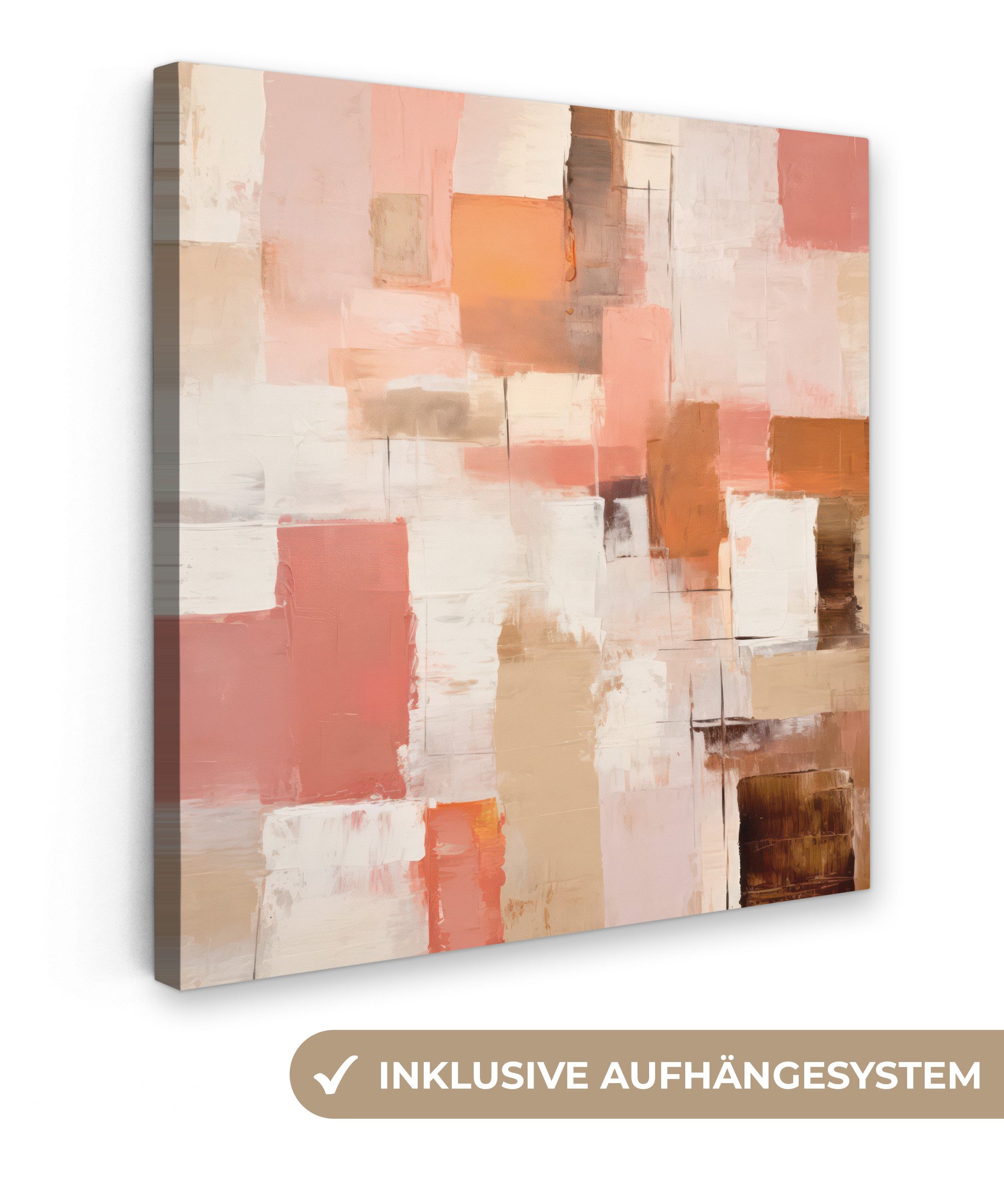OneMillionCanvasses® Leinwandbild Kunst - Rosa - Abstrakt, Fotodruck (1 St), Wandbild, Deko Schlafzimmer Wohnzimmer Flur 20x20 cm