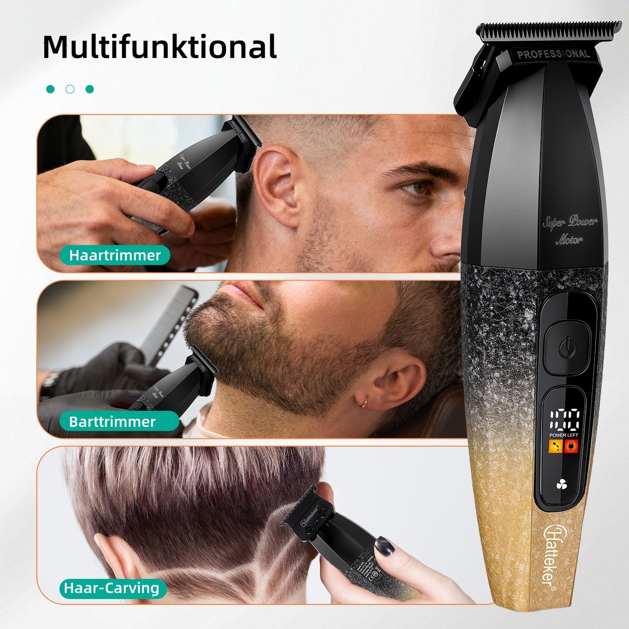 Scttomon Haarschneider G56, Barttrimmer, Trimmer für Haare & Bart, 8000 RPM, LED-Display