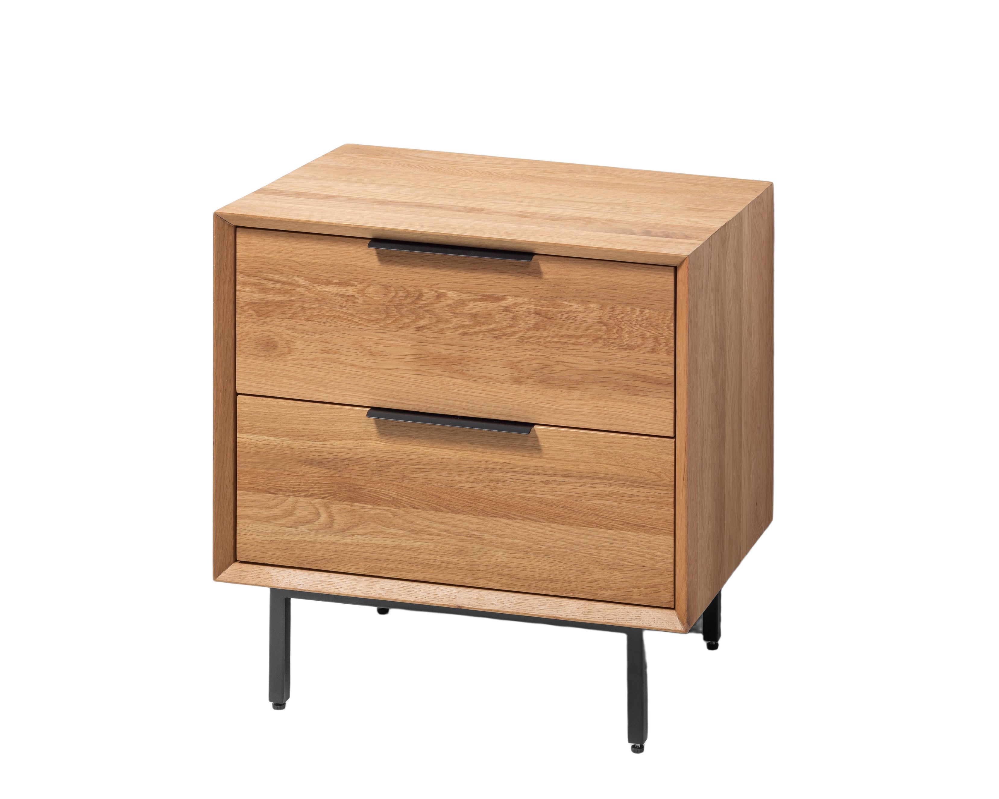 Woodek Design Nachttisch Bergen aus massiver Eiche natur, mit 2 Soft-Close Schubladen (mit hochwertiger Verarbeitung, 1-St., matt lackiert), Breite: 58 cm, Tiefe: 40 cm, Höhe: 60 cm