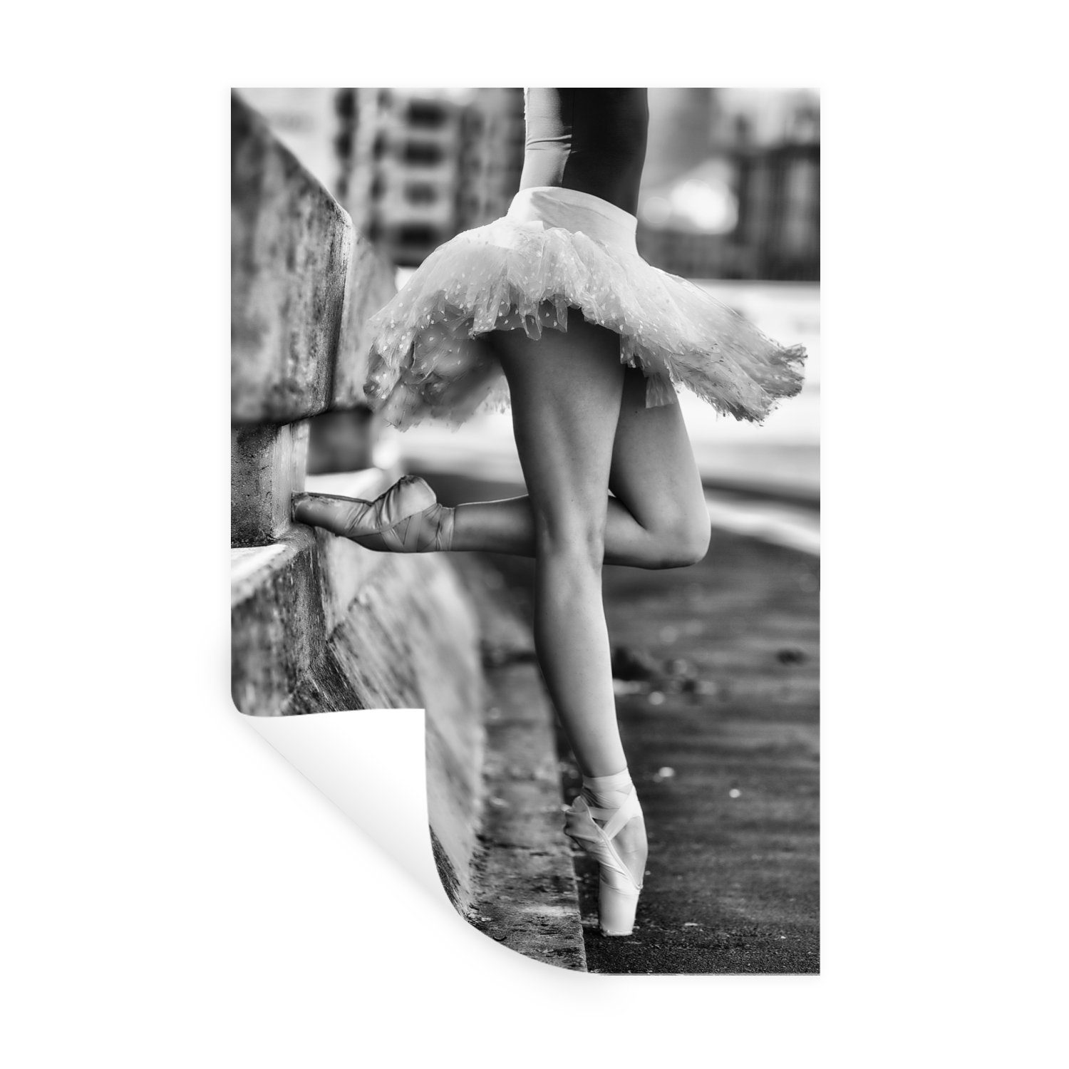 MuchoWow Wandsticker Ballett - Tanz - Ballerina - Schwarz und weiß (1 St), Wandaufkleber, Wandtattoo, Selbstklebend, Wohnzimmer, Schlafzimmer