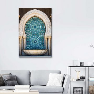 Posterlounge Leinwandbild Matteo Colombo, Verzierter Brunnen, Casablanca, Marokko, Wohnzimmer Boho Fotografie