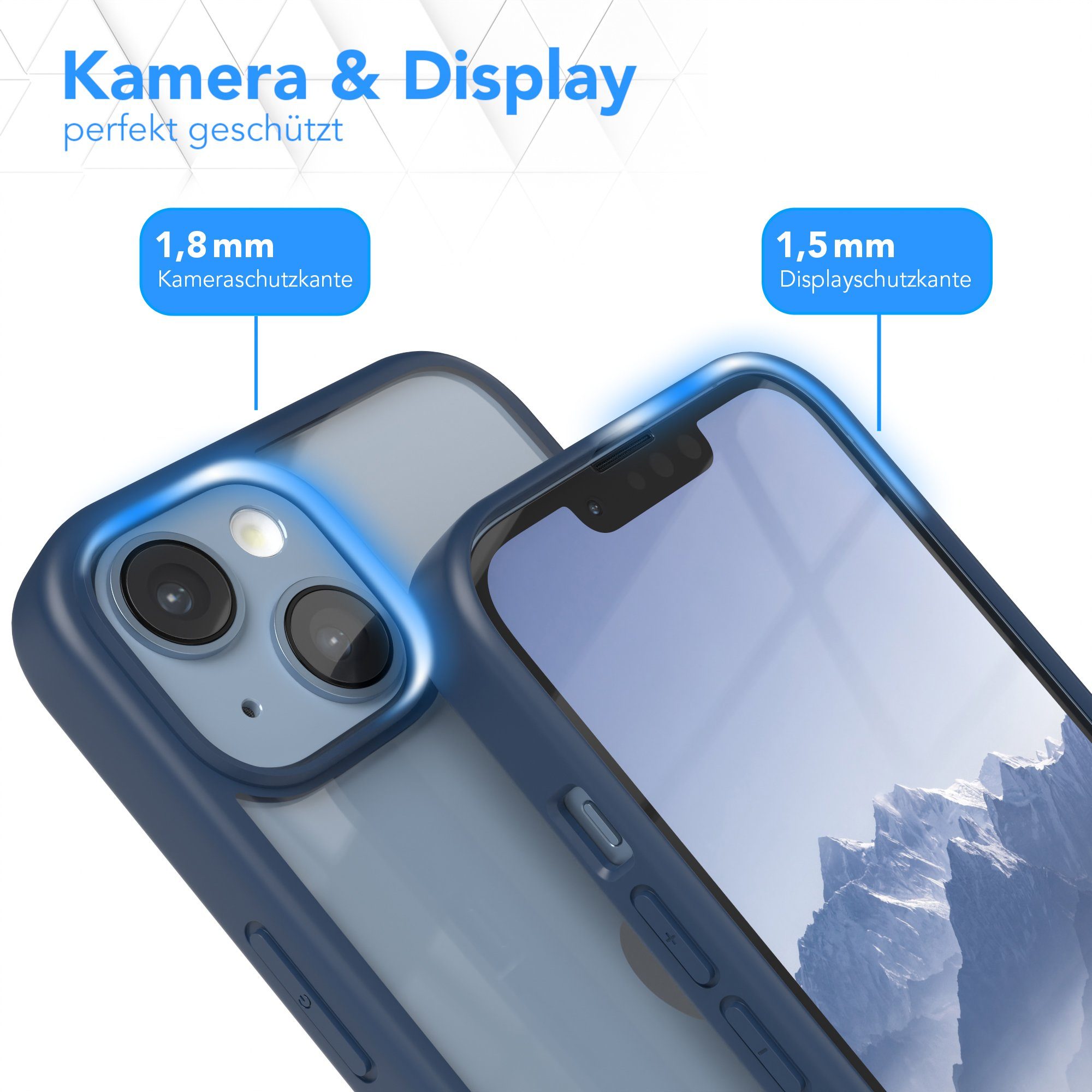 EAZY CASE Handyhülle Bumper Case für Apple iPhone 14 / iPhone 13 6,1 Zoll, Handyhülle Dünn mit Kameraschutz Hybrid Handyhülle Rand Nacht Blau – Bild 3 von 5