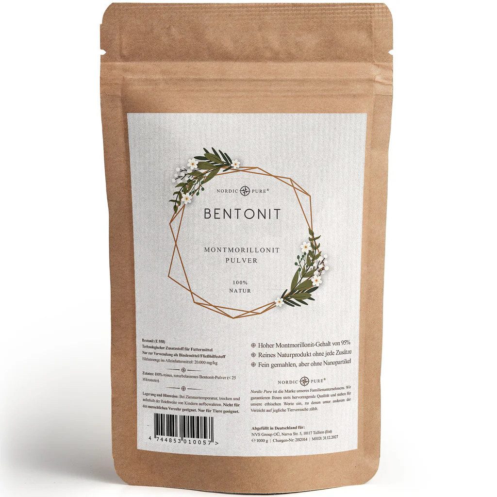 Nordic Pure® Fellpflege Nordic Pure Bentonit Pulver, (extra fein mit 95 % Montmorillonit vulkanischen Ursprungs – nanofrei)