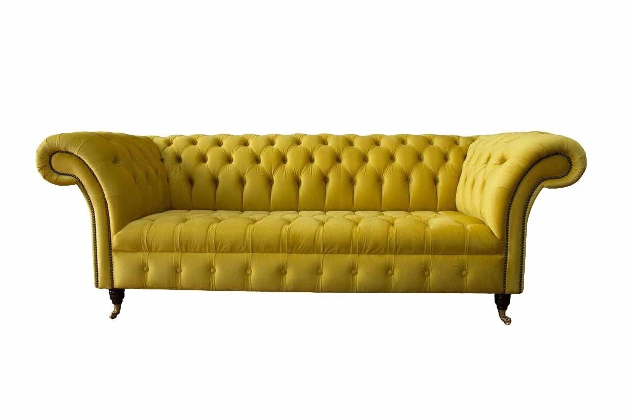 JVmoebel Sofa Chesterfield 3 Sitzer Polster Couch Stil Couchen Textil Stoff Sofa Neu, Made In Europe
