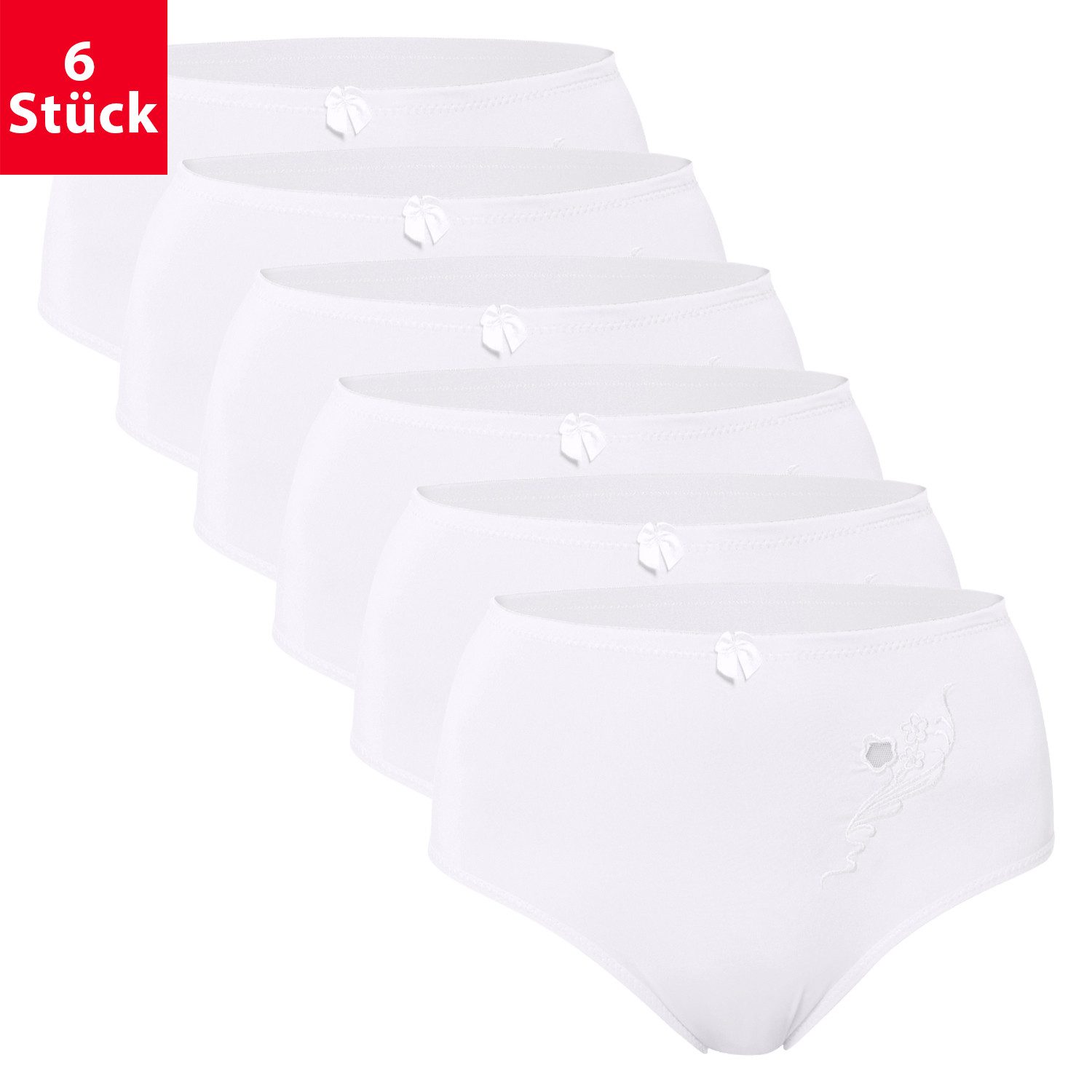 Slip Damen Taillenslip (6er Pack) Microfaser-Slip mit Stickerei