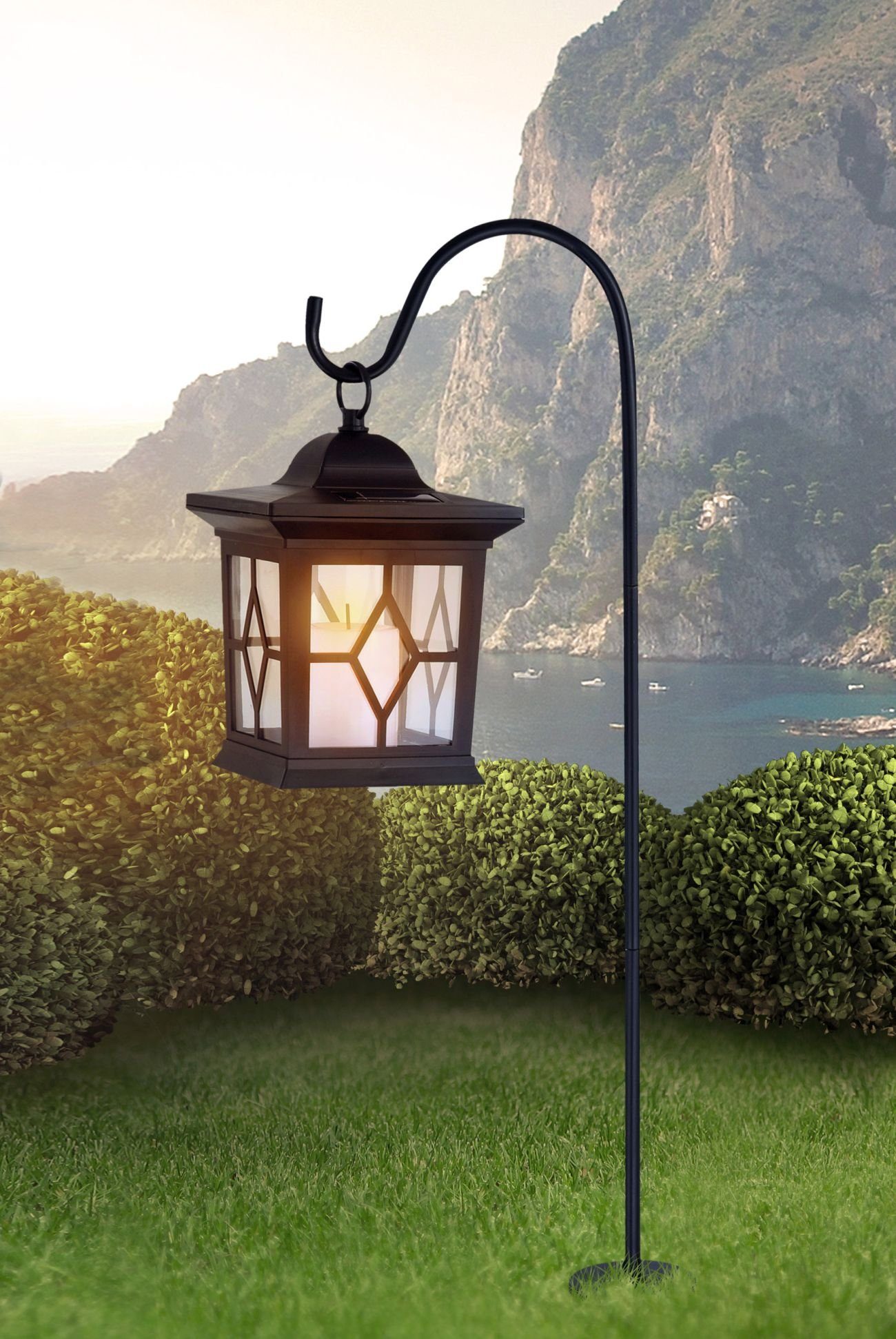 LED Solarleuchte Solarleuchte Garten Laterne schwarz Solarlampe Außen Leuchte Solar