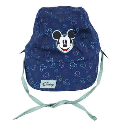 Disney Schiebermütze Disney Mickey Maus Baby Schirmütze Hut mit Nackenschutz Gr. 46 oder 48, 100% Baumwolle