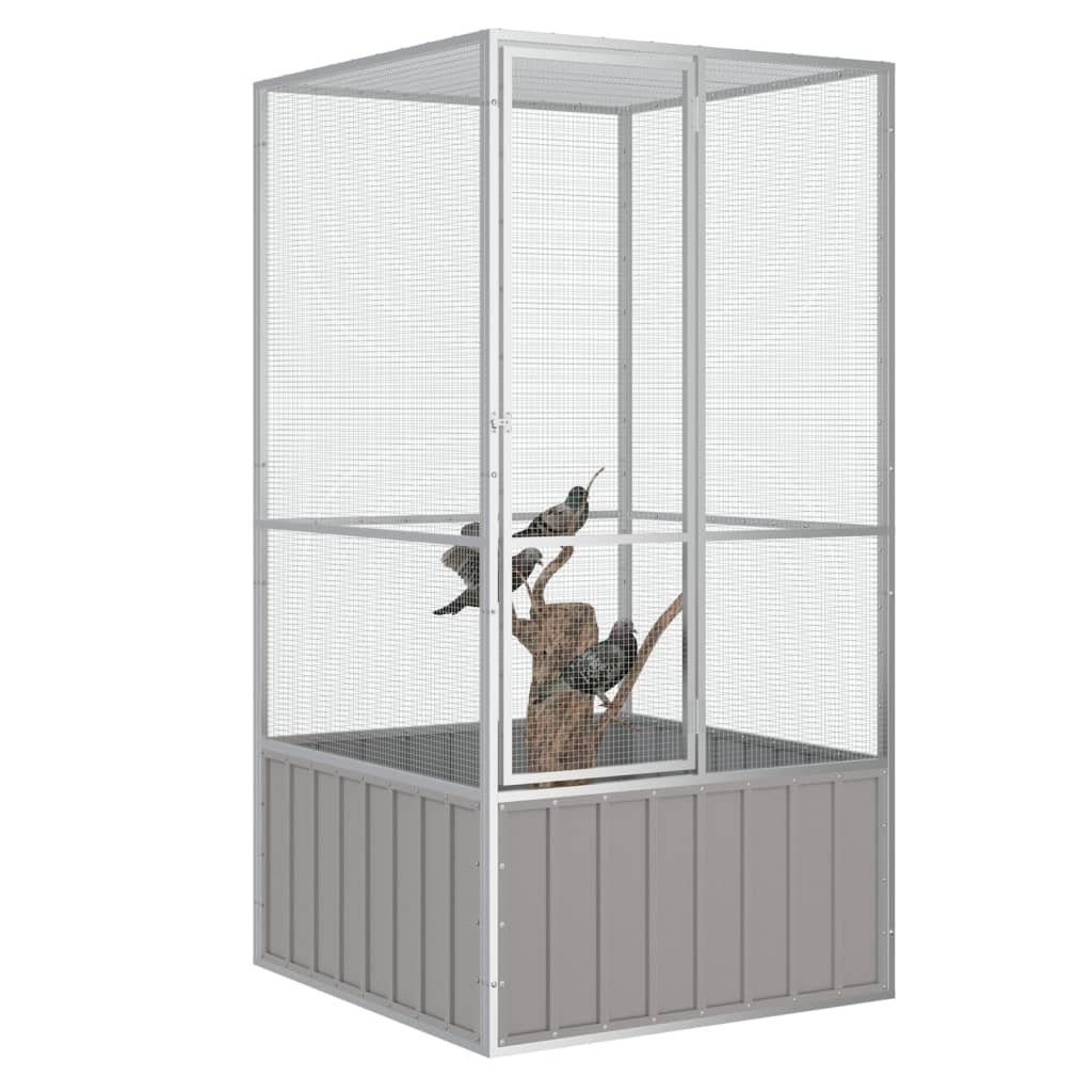 vidaXL Voliere 111 x 107 x 2115 cm Vogelkäfig Grau 111x107x211,5 cm Verzinkter Stahl