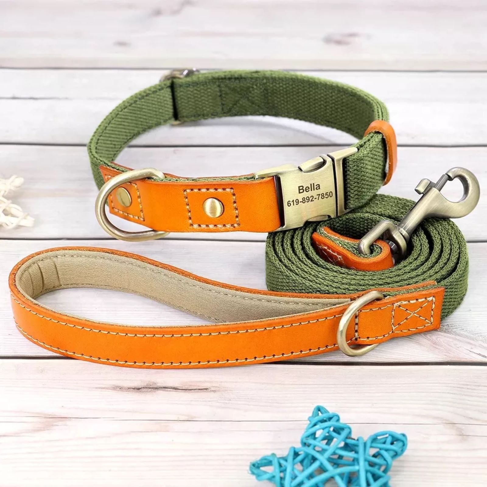 Illes-Laedchen Hunde-Halsband Set Hundehalsband und Hundeleine Leine und Halsband Nylon Leder, hochwertigste Qualität - erhältlich in vielen Größen und Цвета(ов)