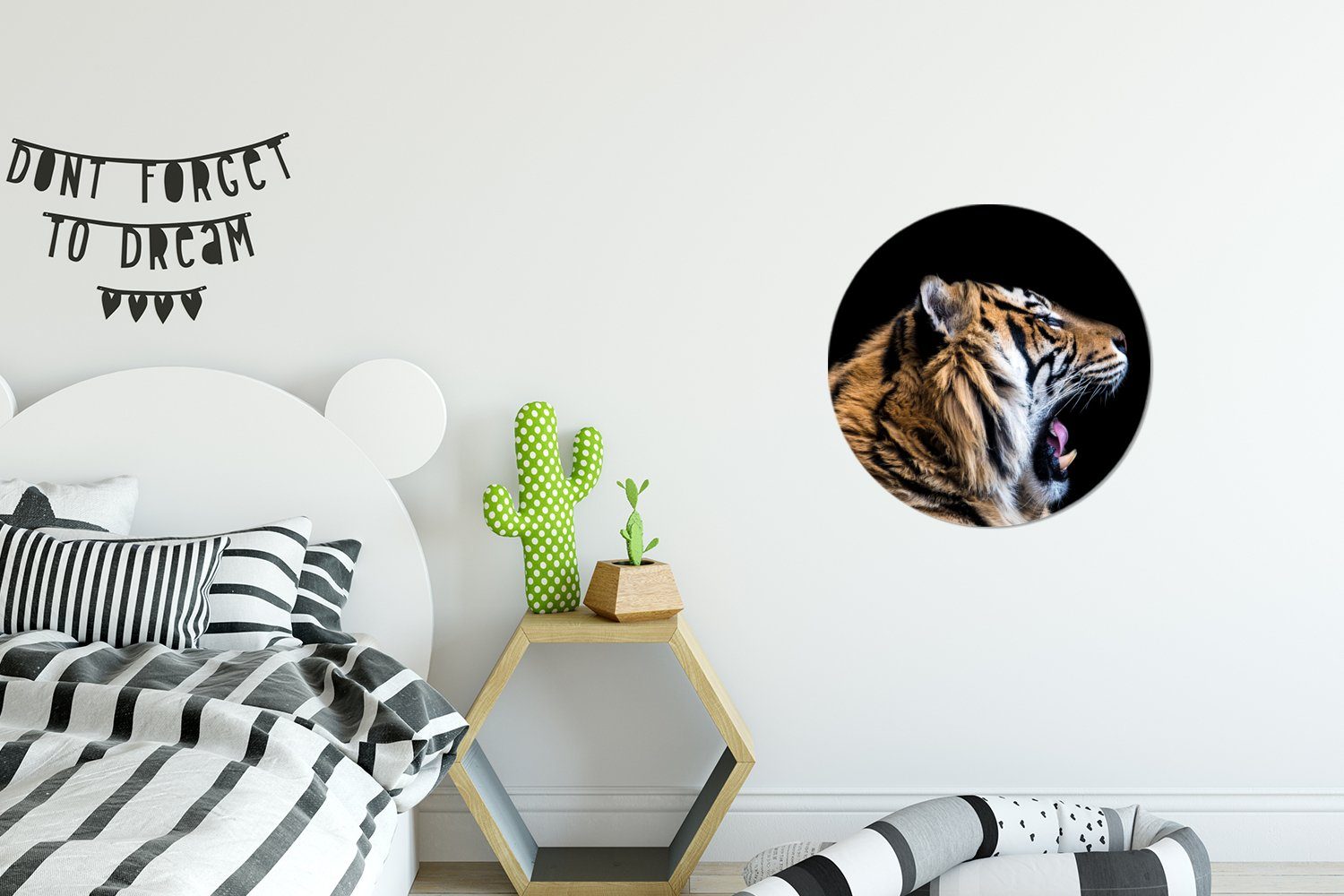 MuchoWow Wandsticker Tiger - für Rund, Tapetenkreis Tiere (1 Kinderzimmer, St), - Tapetenaufkleber, Wohnzimmer Porträt