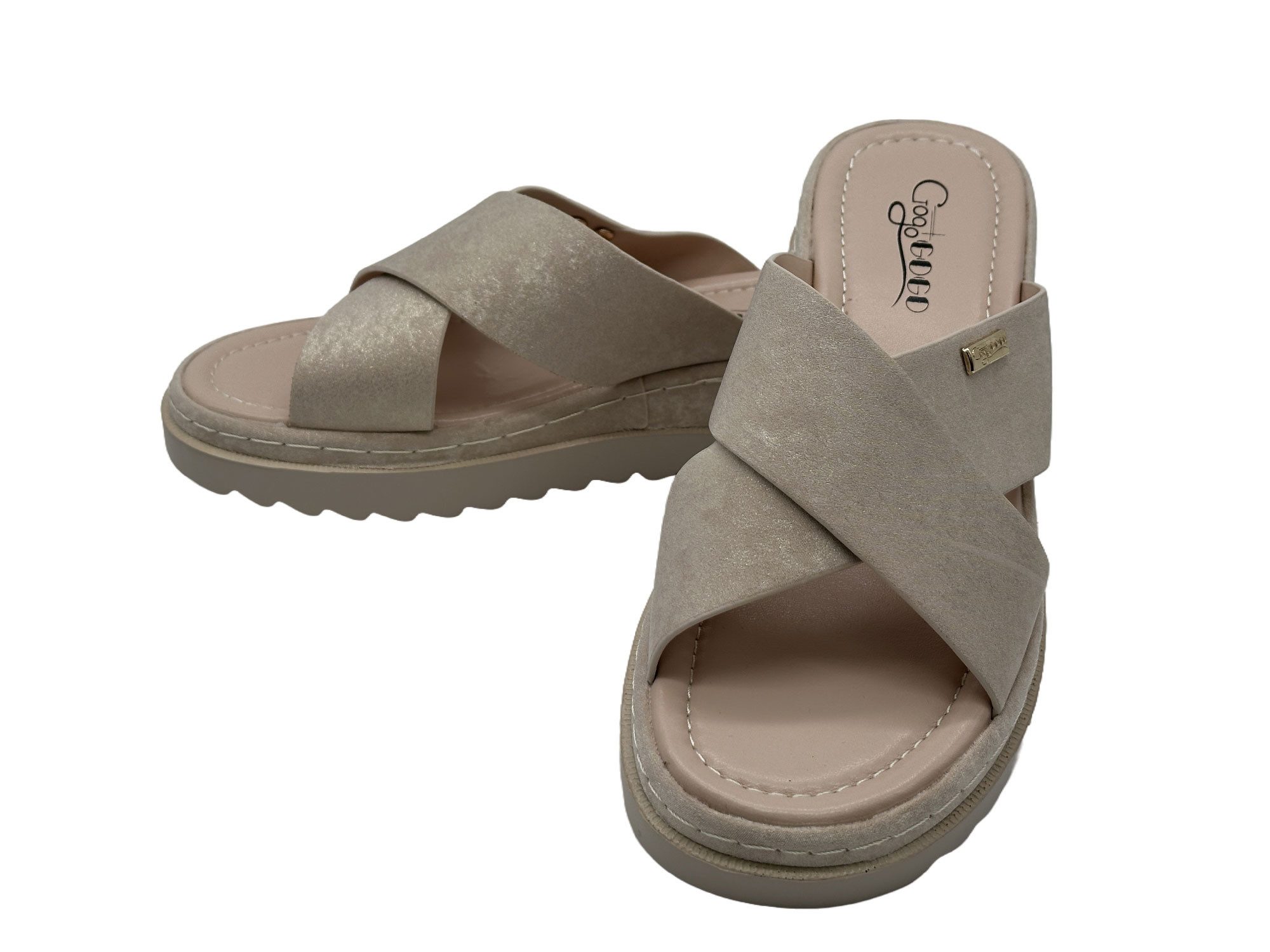 Nowaland Damen Pantoletten mit gekreuzten Riemen – Leichte Sommer Slides Pantolette Minimalistisch, leicht gepolstert, flexibel & bequem
