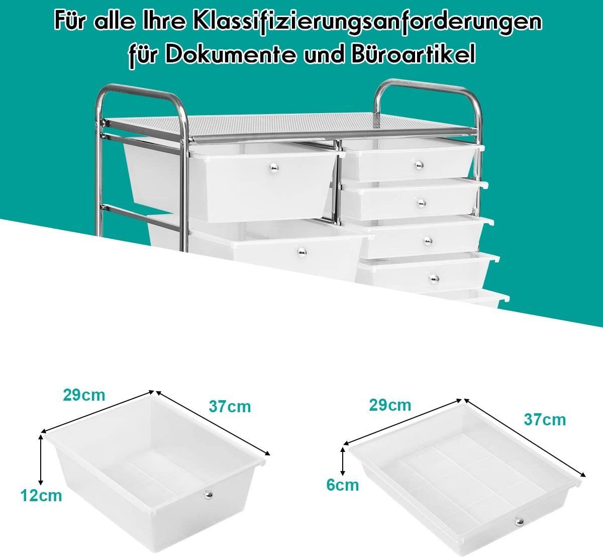 Rollwagen Schubladen, mit 15 stapelbaren Farbewahl KOMFOTTEU Schubladenwagen Transparent