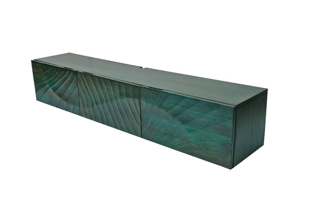 riess-ambiente TV-Bank SCORPION 160cm türkis – Massivholz, hängend, Fernsehschrank aus Holz (Einzelartikel, 1 St), wandmontiertes Lowboard mit 3D-Front – ideal für moderne Wohnbereiche