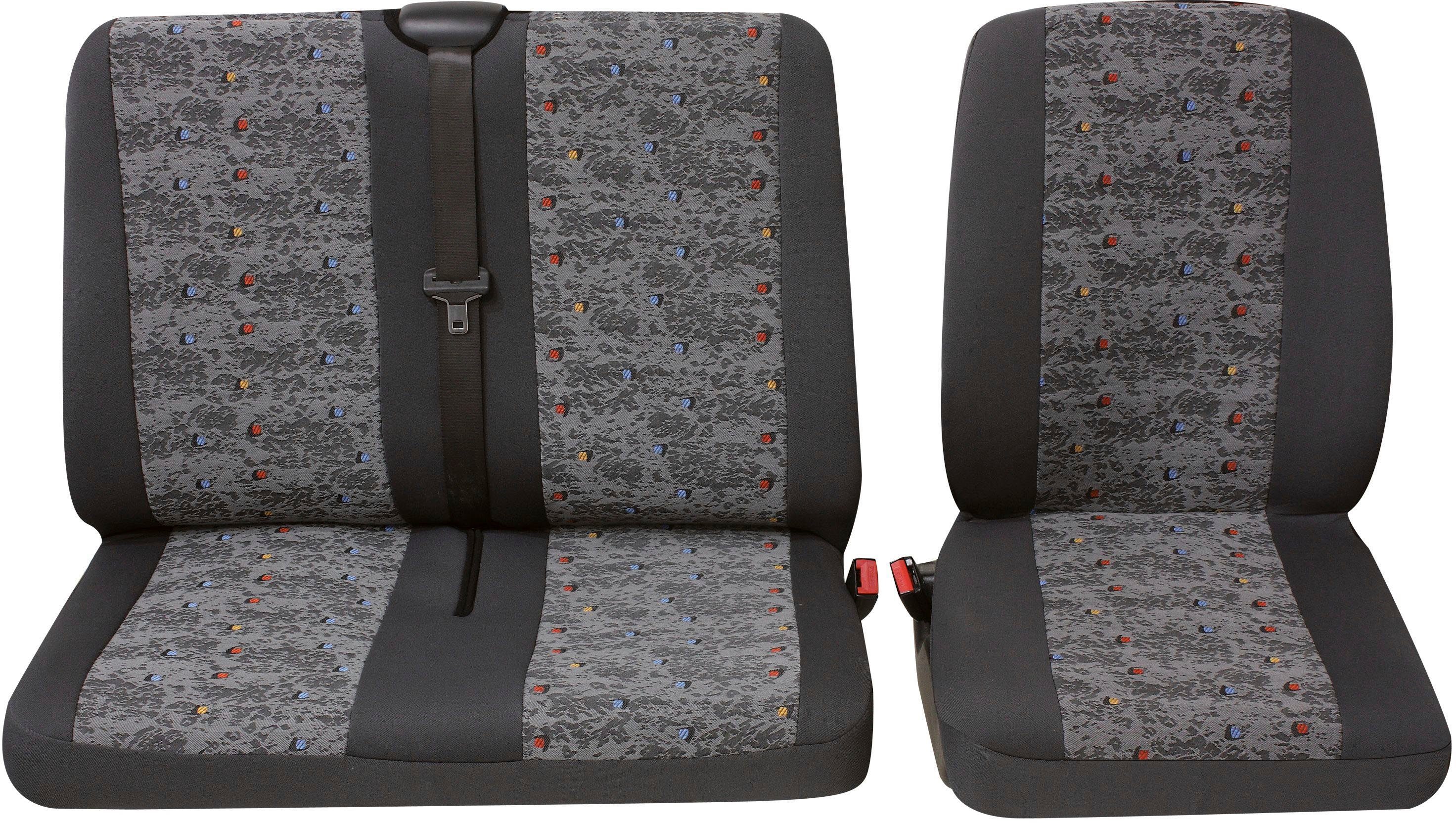 Petex Autositzbezug Sitzbezug für Transporter/ Kombi, 2-tlg "Profi 3" in grau, für vorne, Bestehend aus Einzelsitz und Doppelsitz, universelle Passform