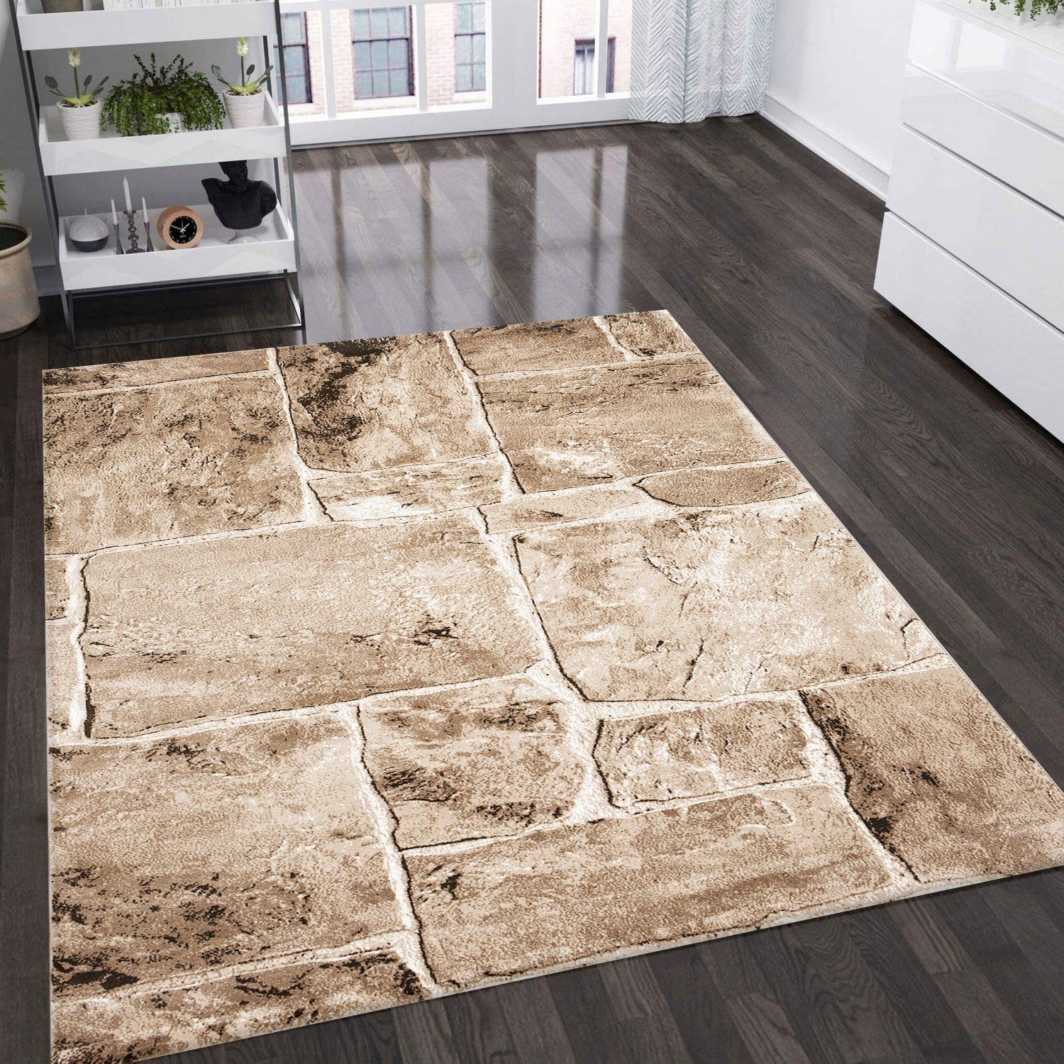 Vimoda Teppich Teppichwohnzimmer Beigr Granit Optik günstig online kaufen