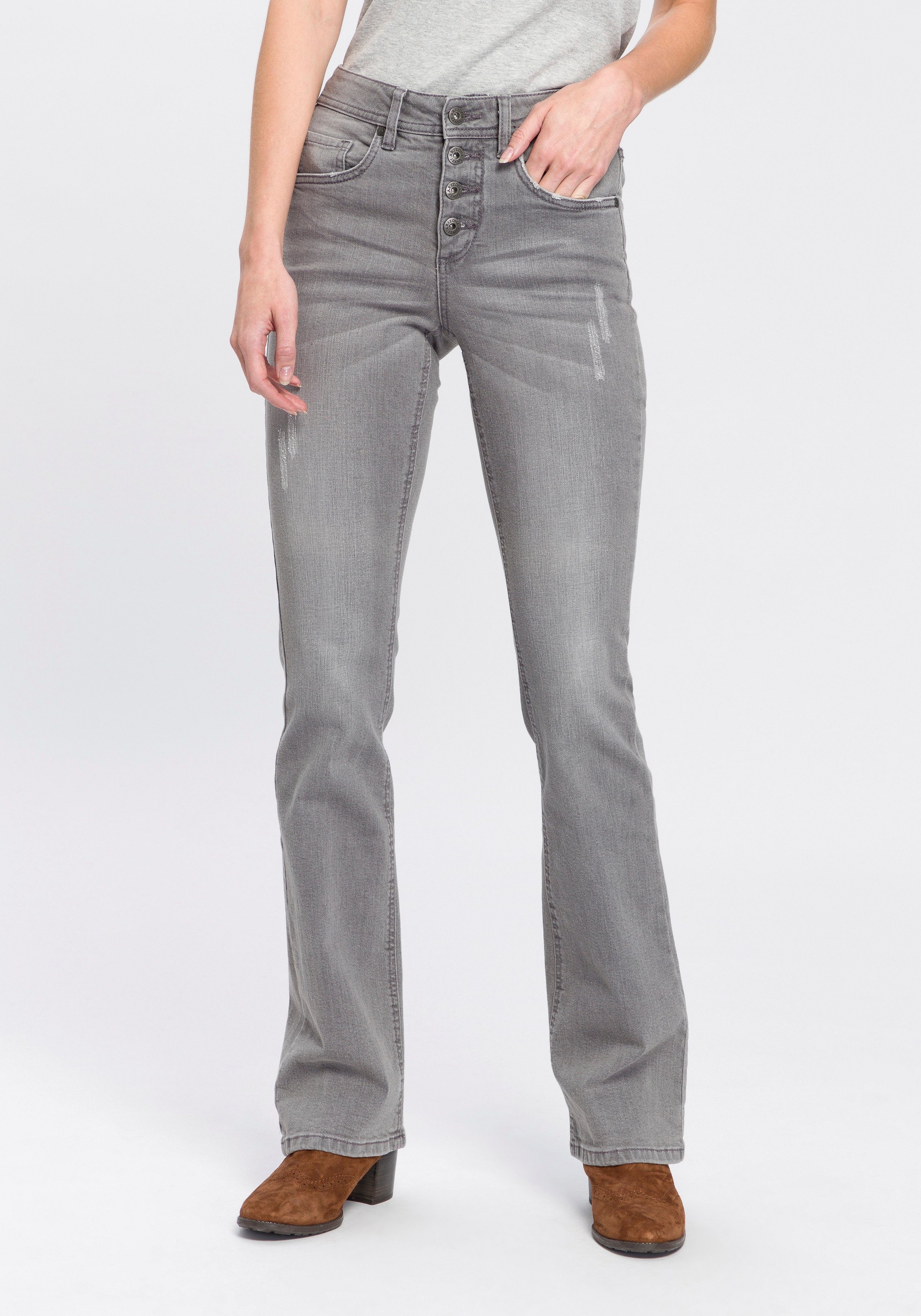 Arizona Bootcut-Jeans »mit sichtbarer Knopfleiste« High Waist online kaufen  | OTTO