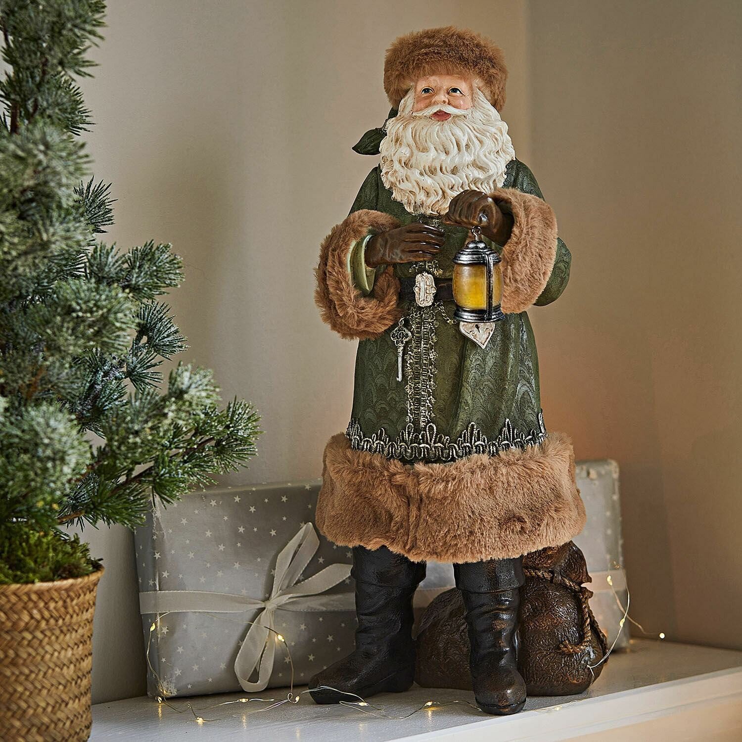 Mirabeau Weihnachtsfigur Deko-Weihnachtsmann Eddi braun/grün (kein günstig online kaufen