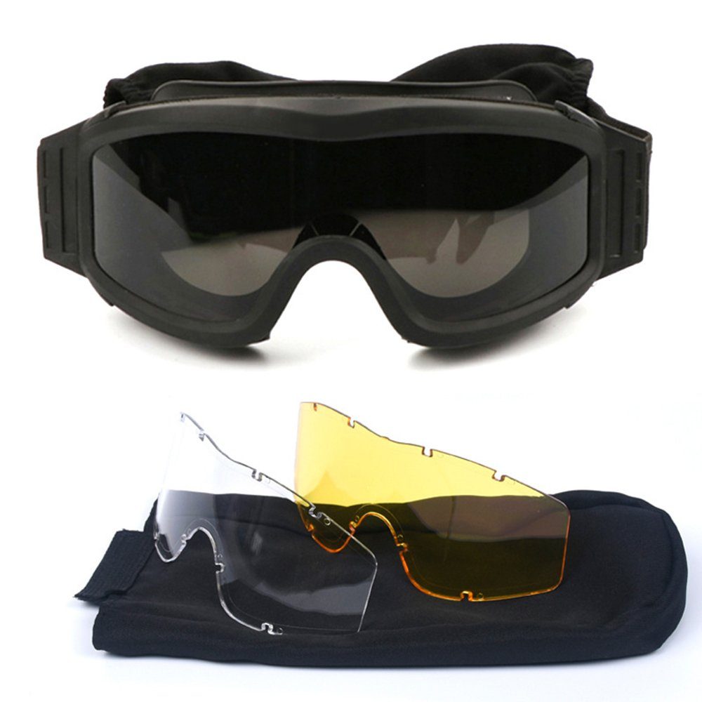 GelldG Motorradbrille Sport-Sonnenbrille, Outdoor-Sport, taktische Airsoft-Brille Schwarz | Brillen