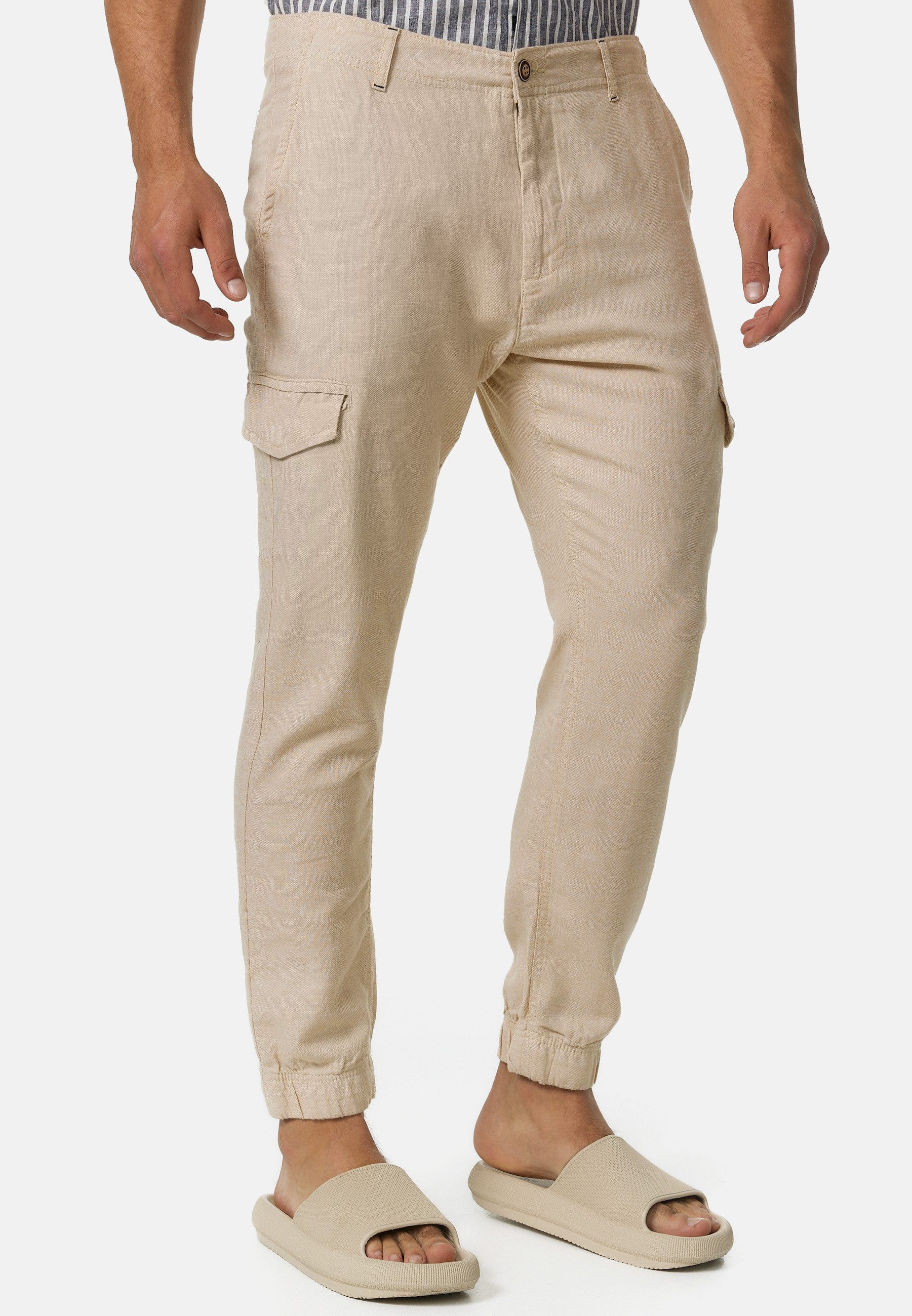 Indicode Leinenhose Herren Booth Sommerhose Leinen Herrenhose mit 6 Taschen, 55% Leinen