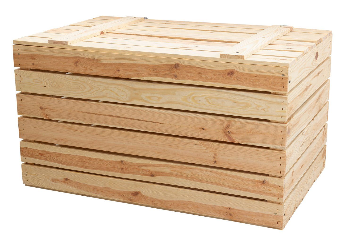 Kistenkolli Altes Land Allzweckkiste Grosse Holztruhe 80er Natur mit Deckel 80x50x39cm (Spar-Set, 1er Set)