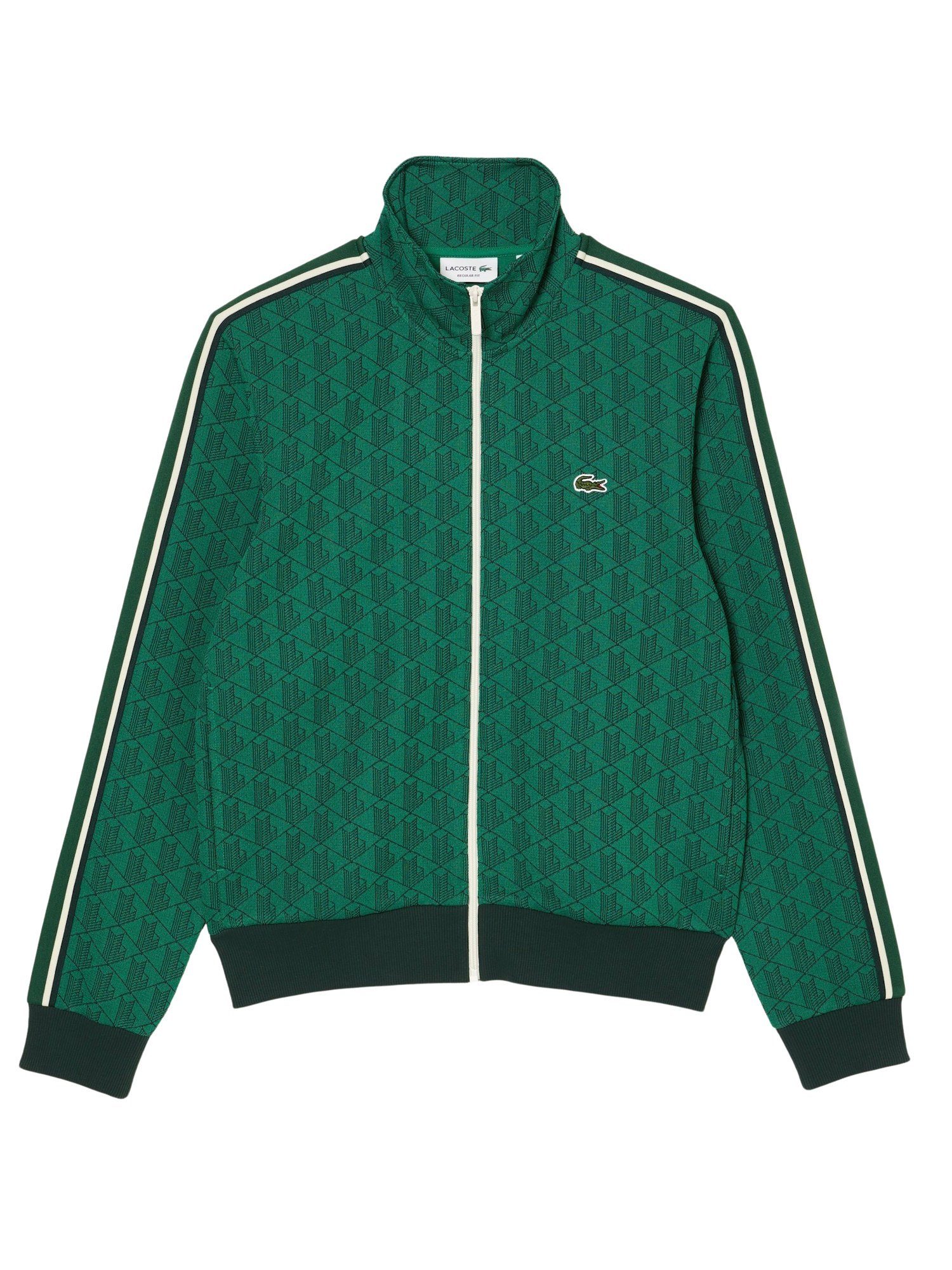 Lacoste Sweatjacke Sweatjacke Sweatshirt mit (43) (1-tlg) und Reißverschluss grün