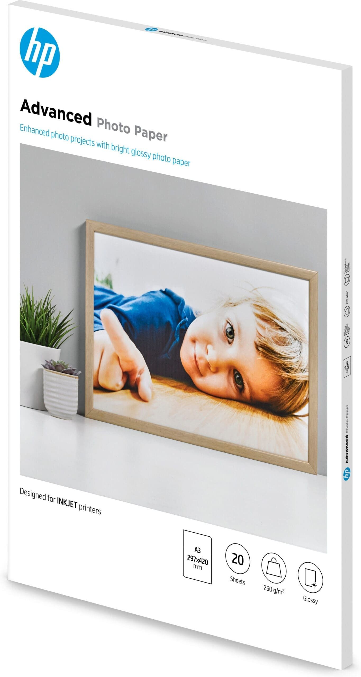 HP HP Advanced Fotopapier, glänzend - 20 Blatt/A3/297 Tintenpatrone