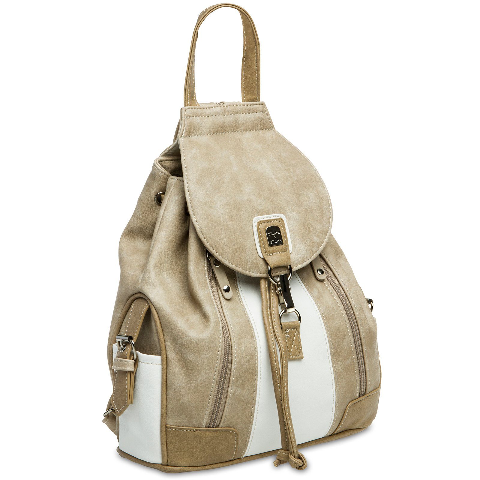 Caspar Umhängetasche TS1028 Damen beige weiß Modelle Rucksack diverse #15117 - Umhängetasche Rucksack Handtasche Tasche