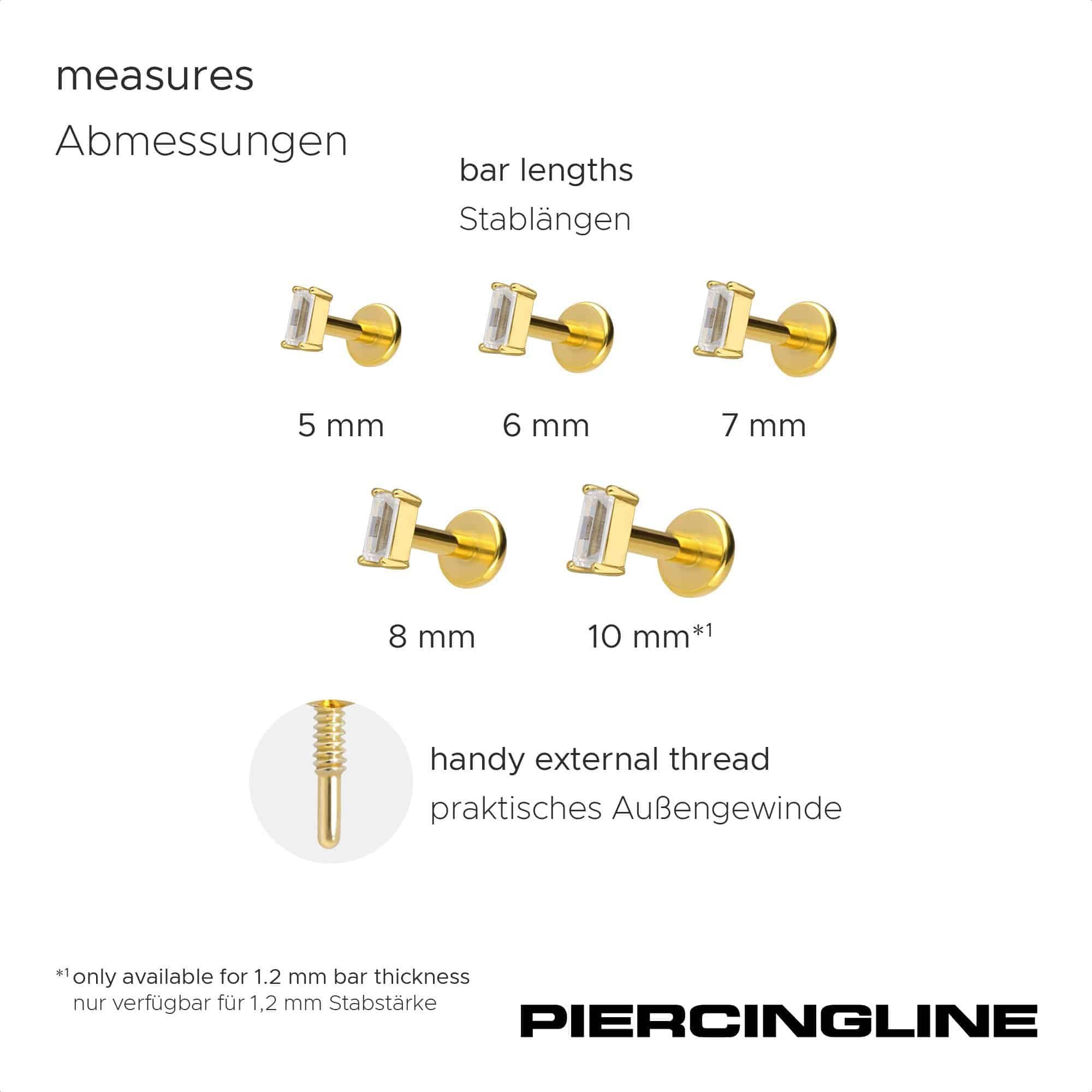 PIERCINGLINE Piercing-Set Titan Labret mit Innengewinde + 925er Silber Aufsatz (Labrets, 1-tlg)